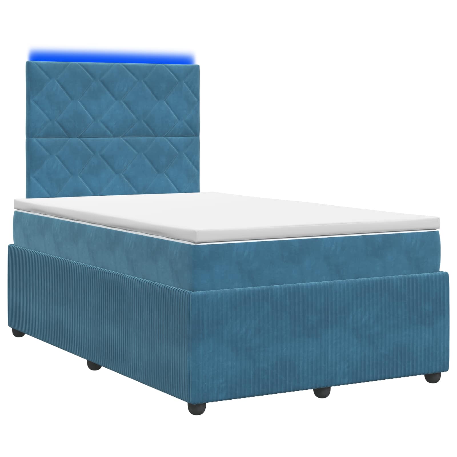 LED Boxspring Bed met Matras Blauw 120 x 190 cm Fluweel