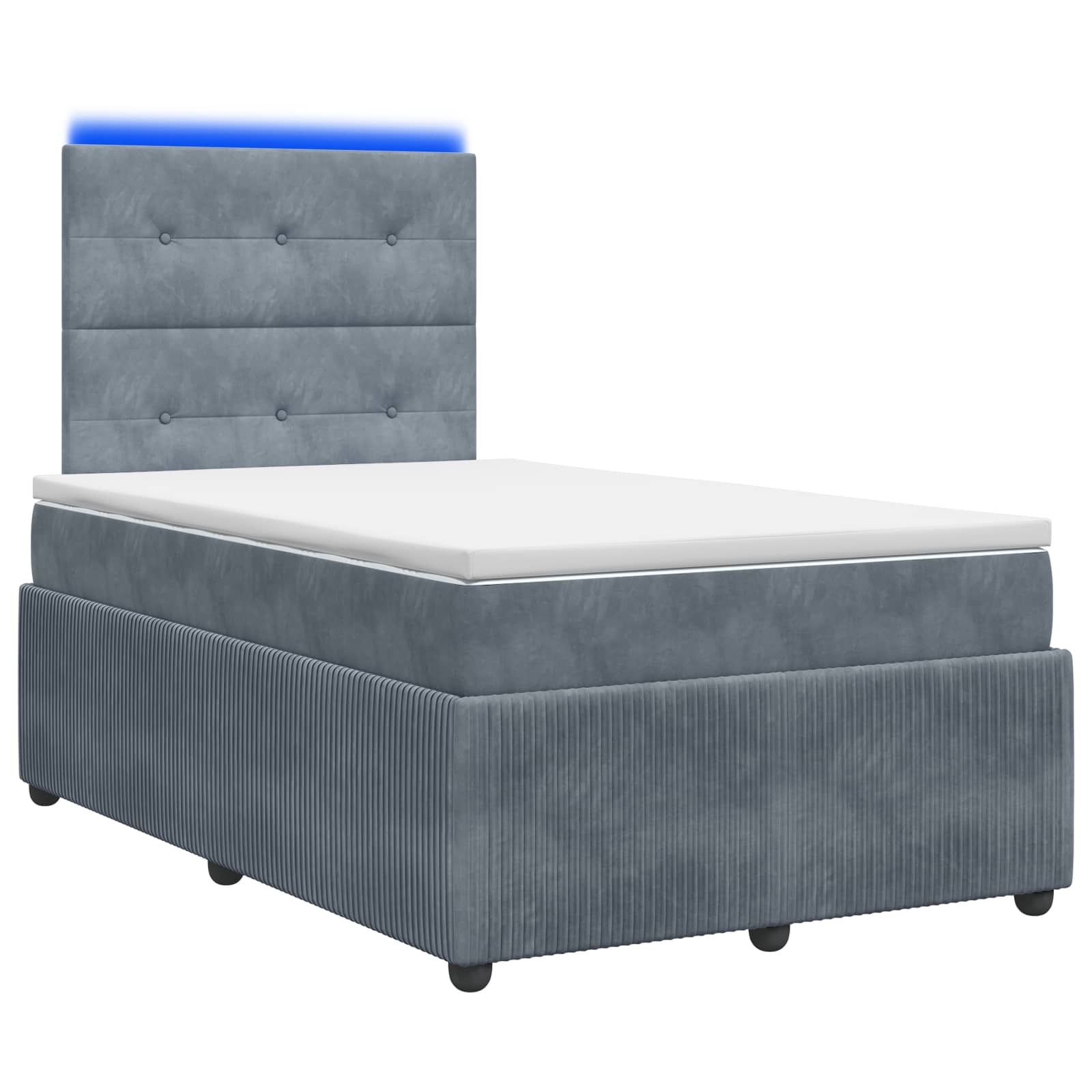 LED Boxspring Bed met Matras Donkergrijs 120 x 200 cm Fluweel – afbeelding 1