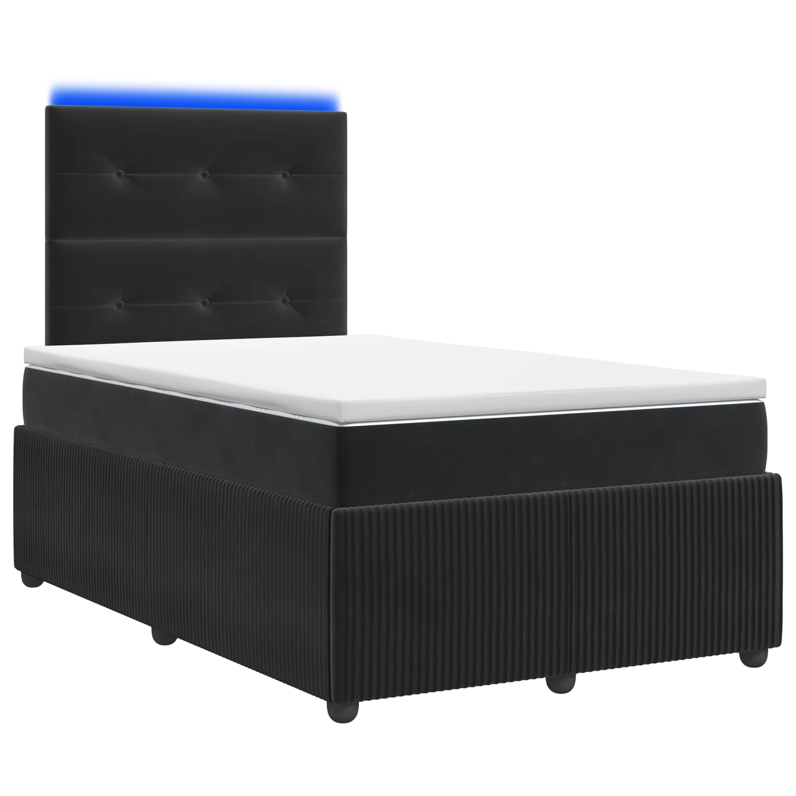 LED Boxspring Bed met Matras Zwart 120 x 200 cm Fluweel – afbeelding 1
