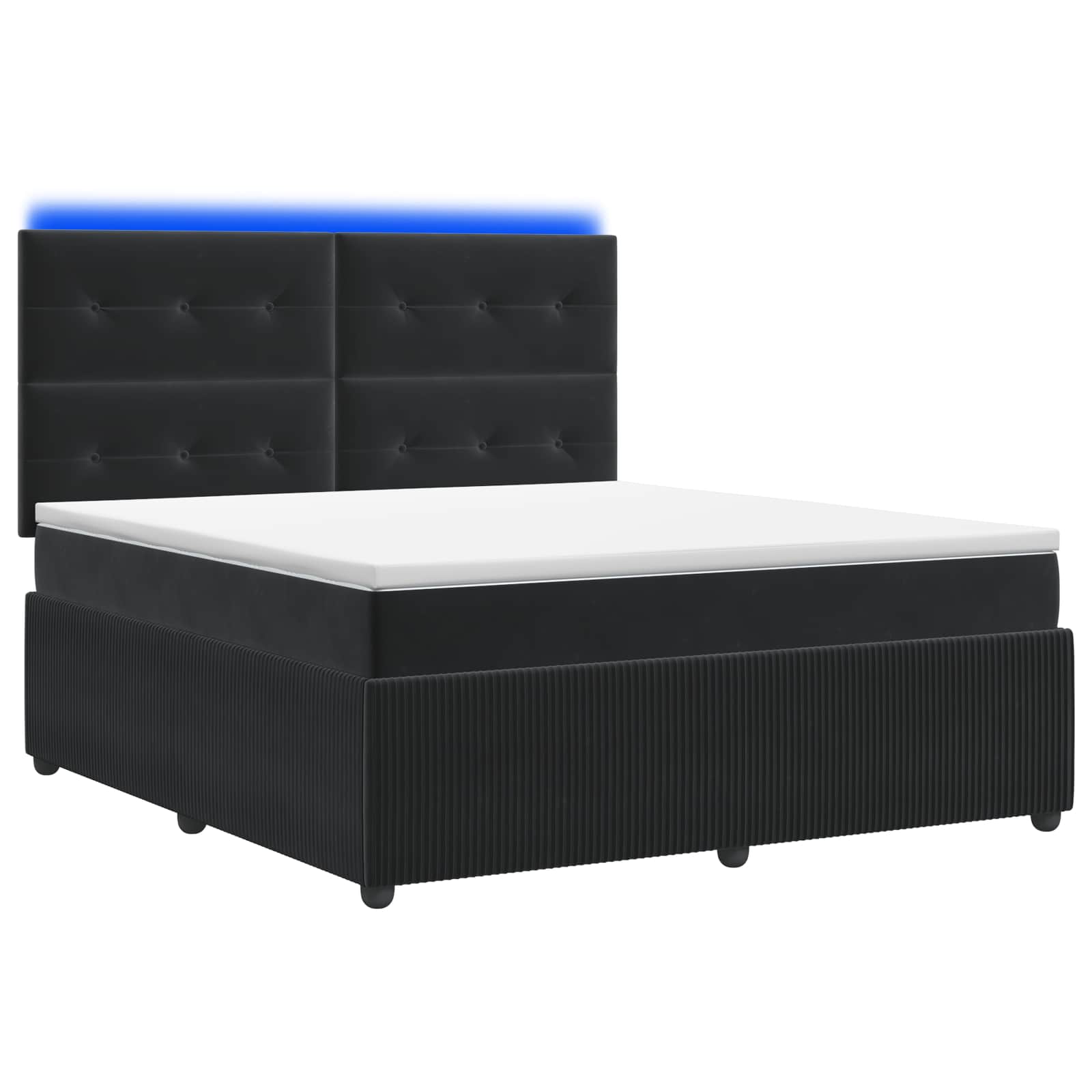 LED Boxspring Bed met Matras Zwart 140 x 190 cm Fluweel – afbeelding 1