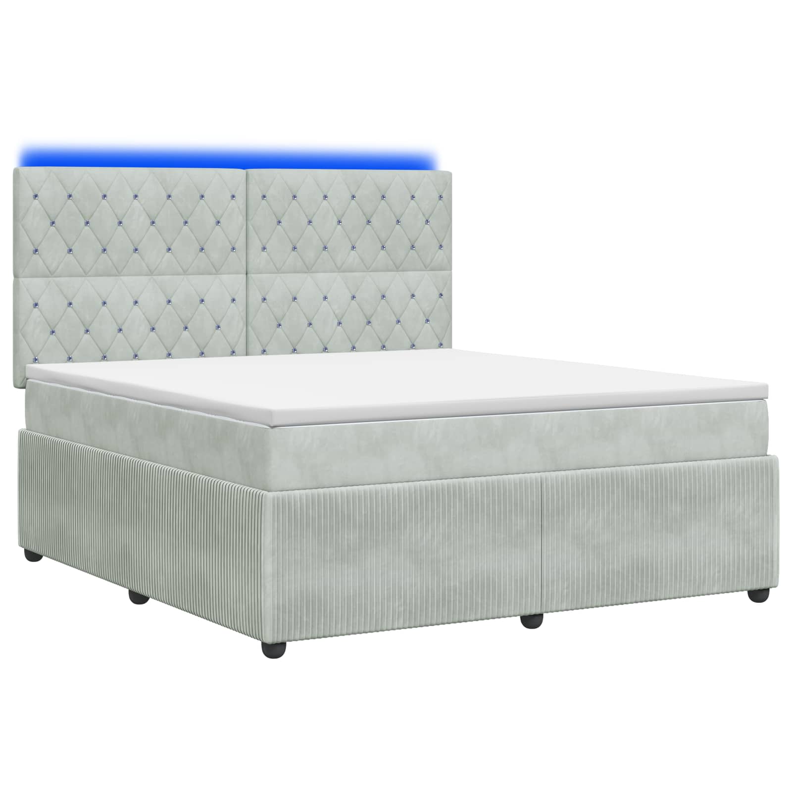 LED Boxspring Bed met Matras Lichtgrijs 160 x 200 cm Fluweel – afbeelding 2