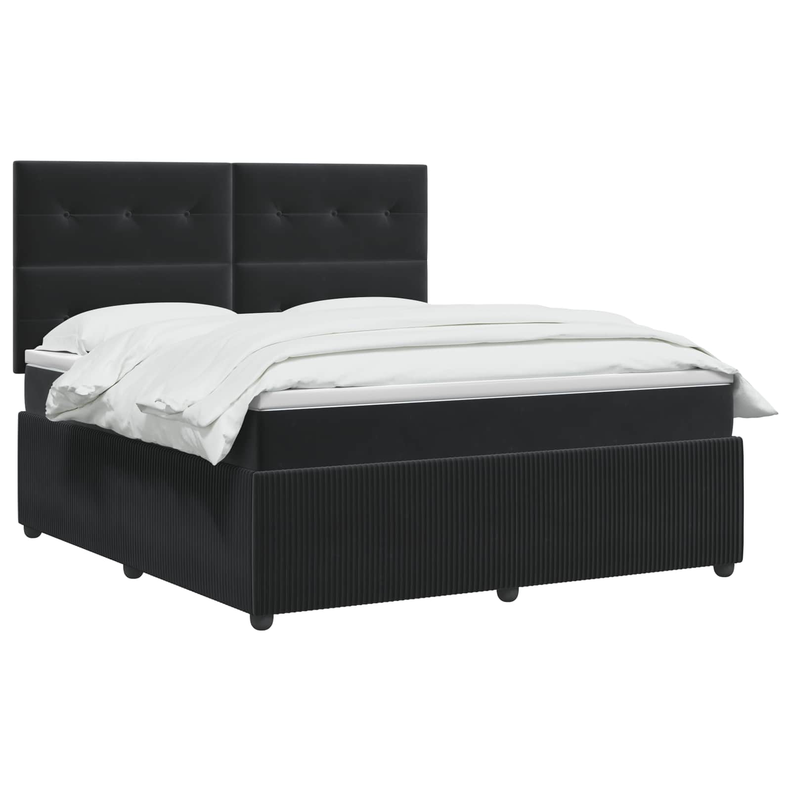 LED Boxspring Bed met Matras Zwart 160 x 200 cm Fluweel – afbeelding 3