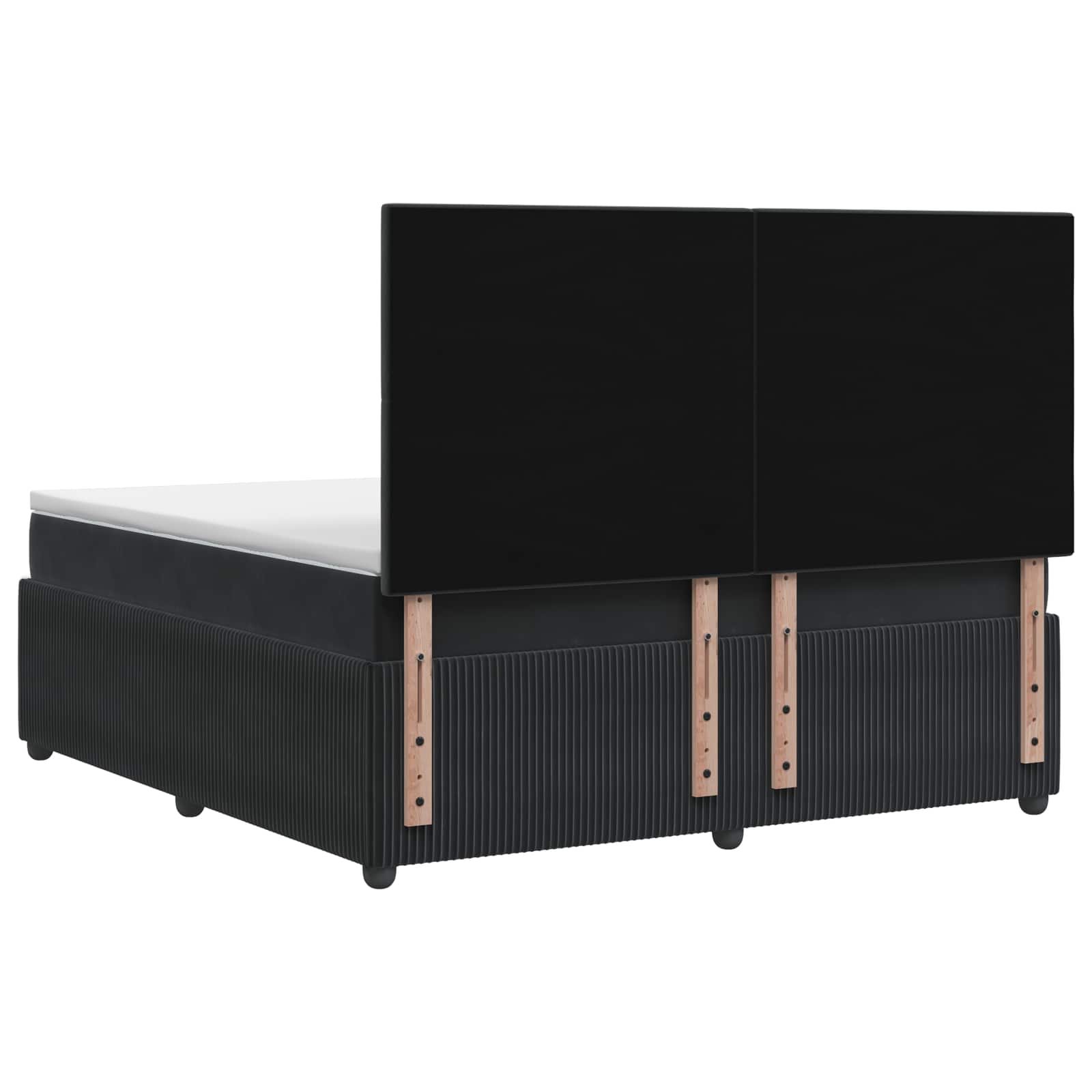 LED Boxspring Bed met Matras Zwart 160 x 200 cm Fluweel – afbeelding 8