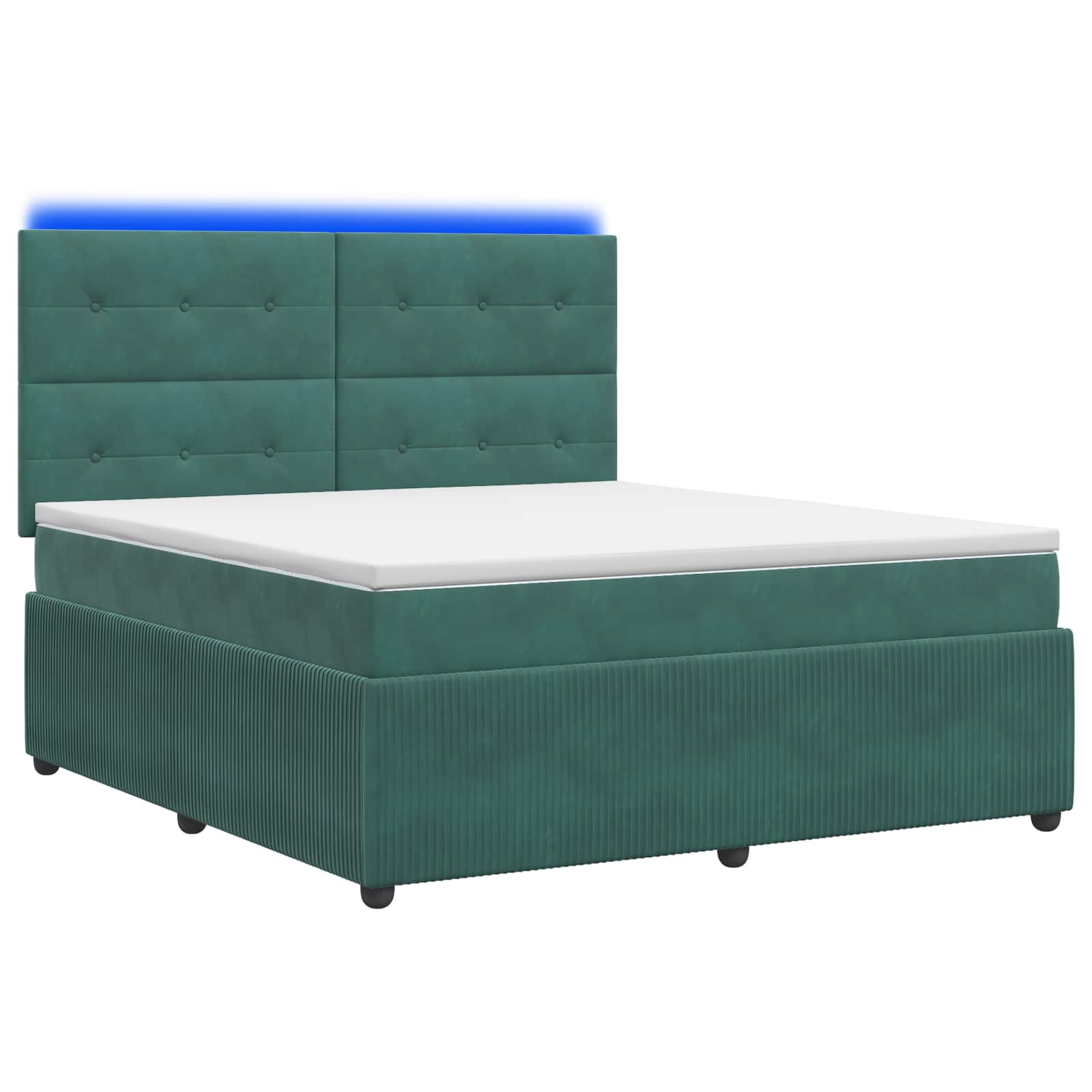 LED Boxspring Bed met Matras Donkergroen 160 x 200 cm Fluweel – afbeelding 2