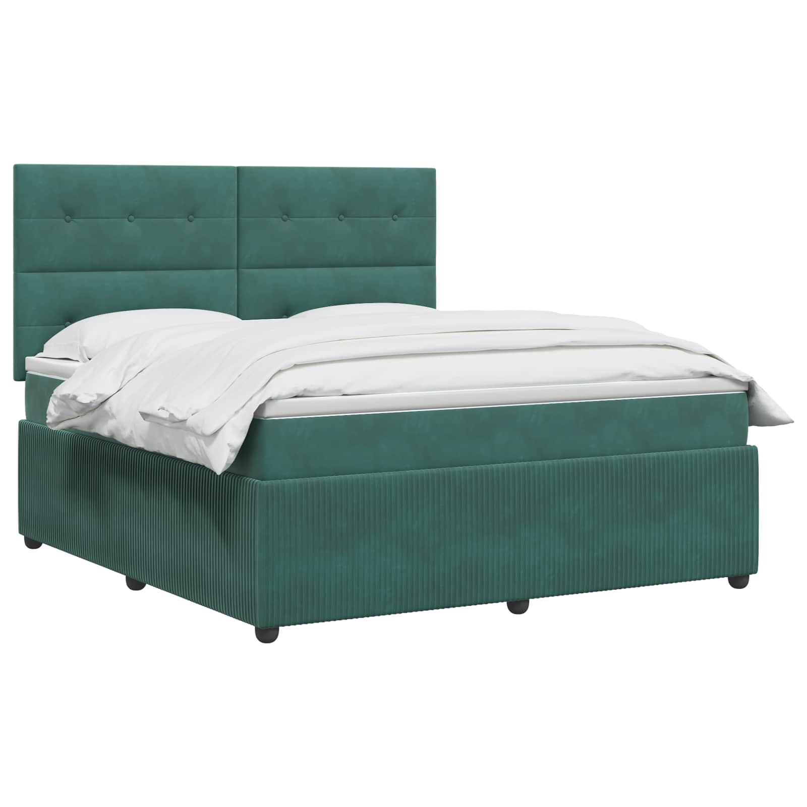 LED Boxspring Bed met Matras Donkergroen 160 x 200 cm Fluweel – afbeelding 3