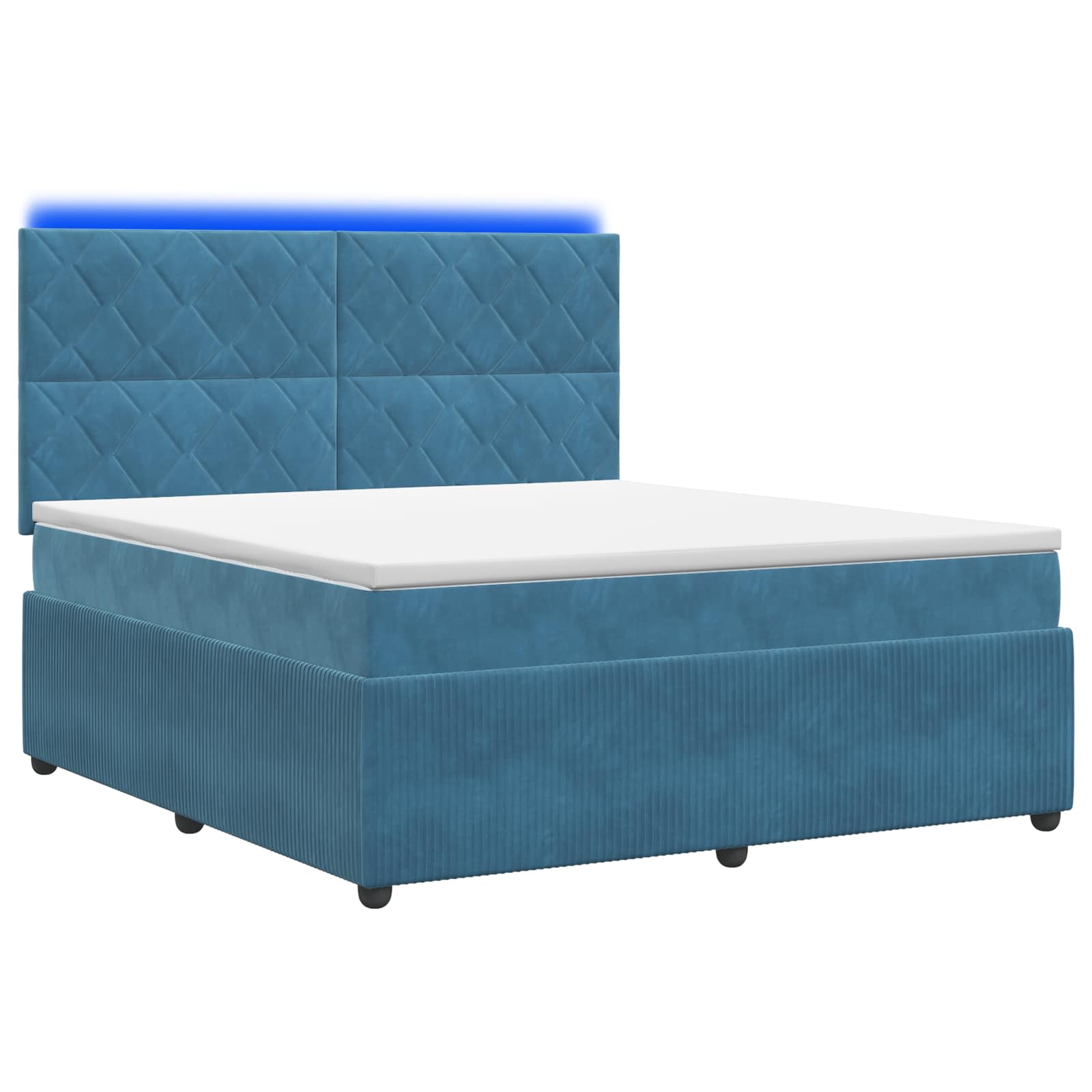 LED Boxspring Bed met Matras Blauw 180 x 200 cm Fluweel – afbeelding 2