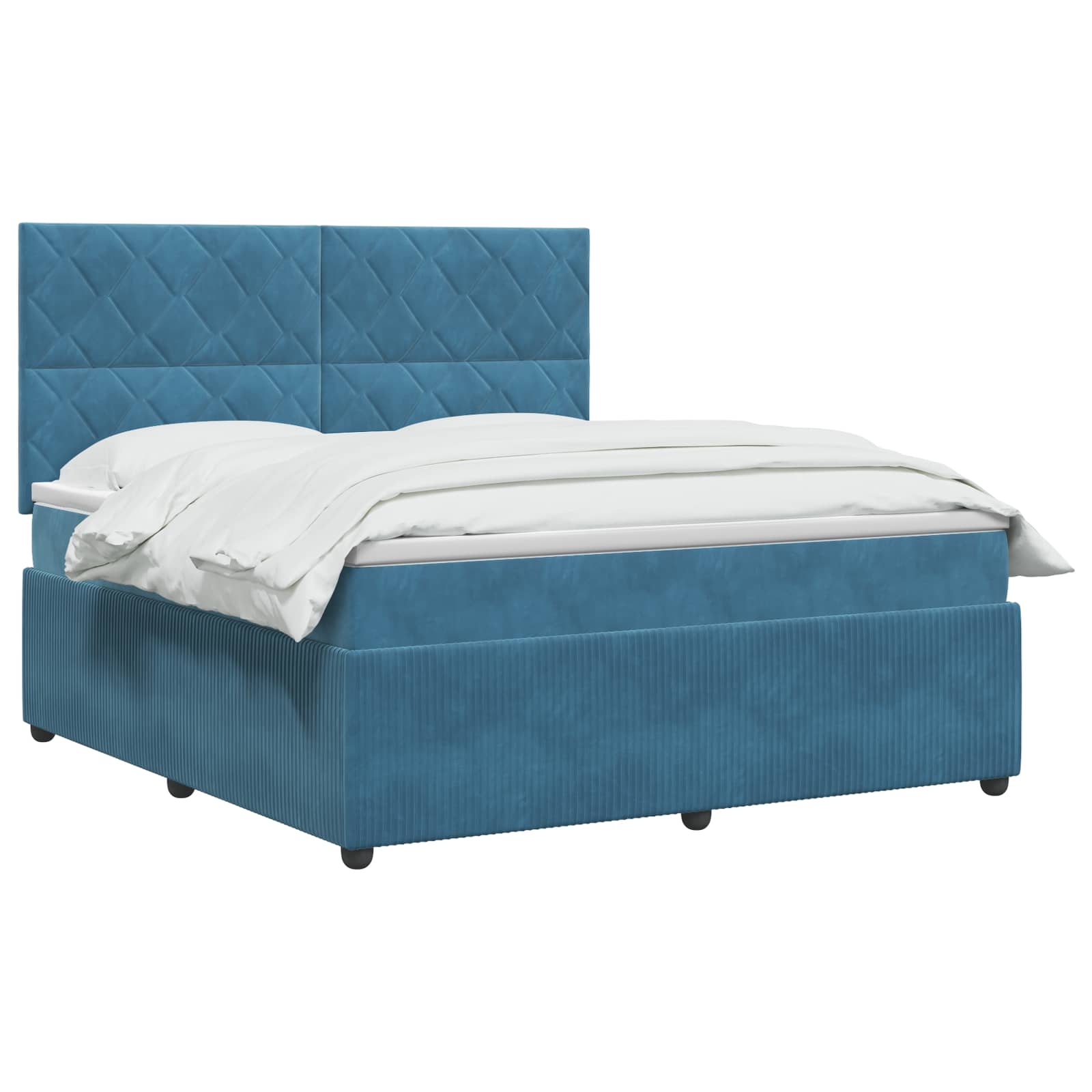 LED Boxspring Bed met Matras Blauw 180 x 200 cm Fluweel – afbeelding 3