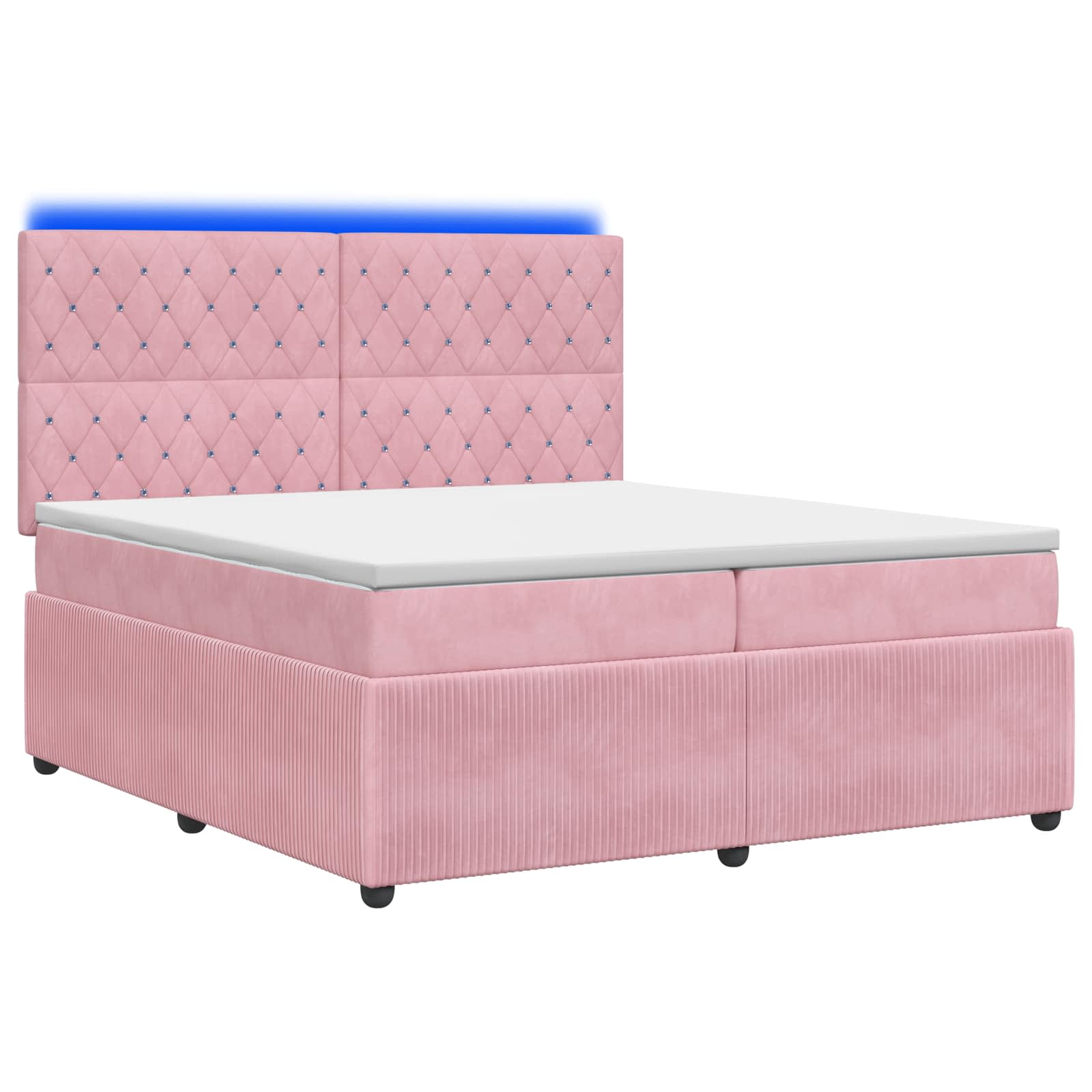 LED Boxspring Bed met Matras Roze 200 x 200 cm Fluweel – afbeelding 2
