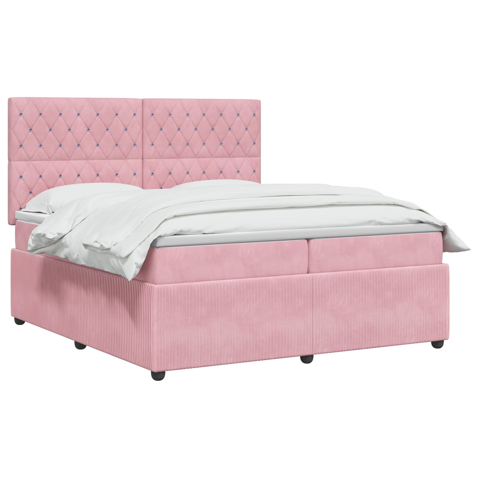 LED Boxspring Bed met Matras Roze 200 x 200 cm Fluweel – afbeelding 3