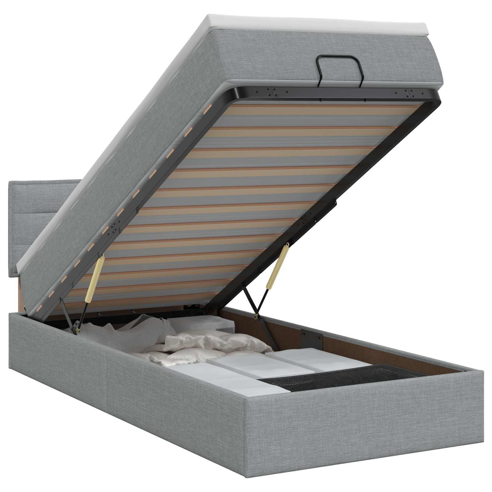 Ottoman bed met matras Lichtgrijs 80 x 200 cm Stof – afbeelding 1