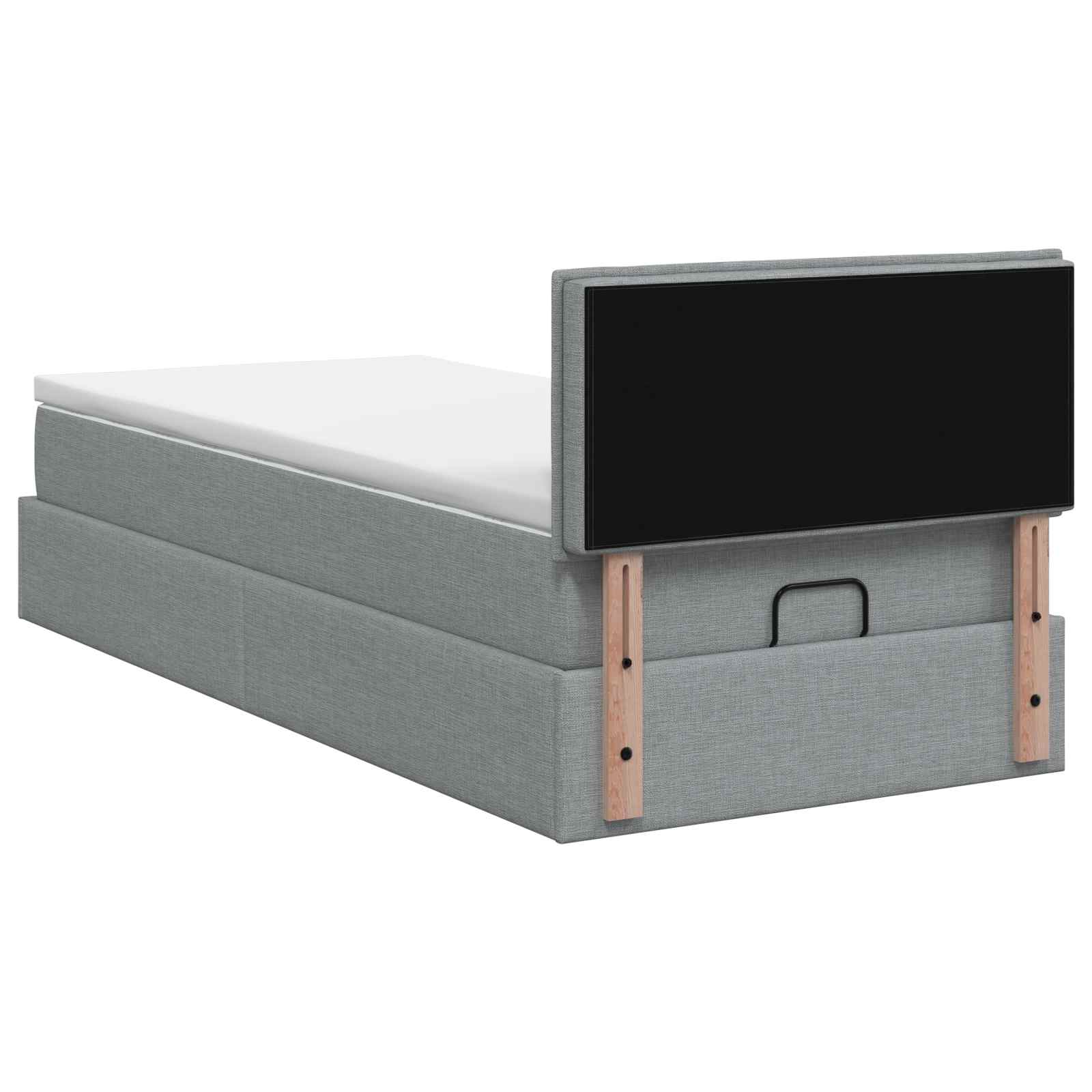 Ottoman bed met matras Lichtgrijs 90 x 190 cm Stof – afbeelding 8