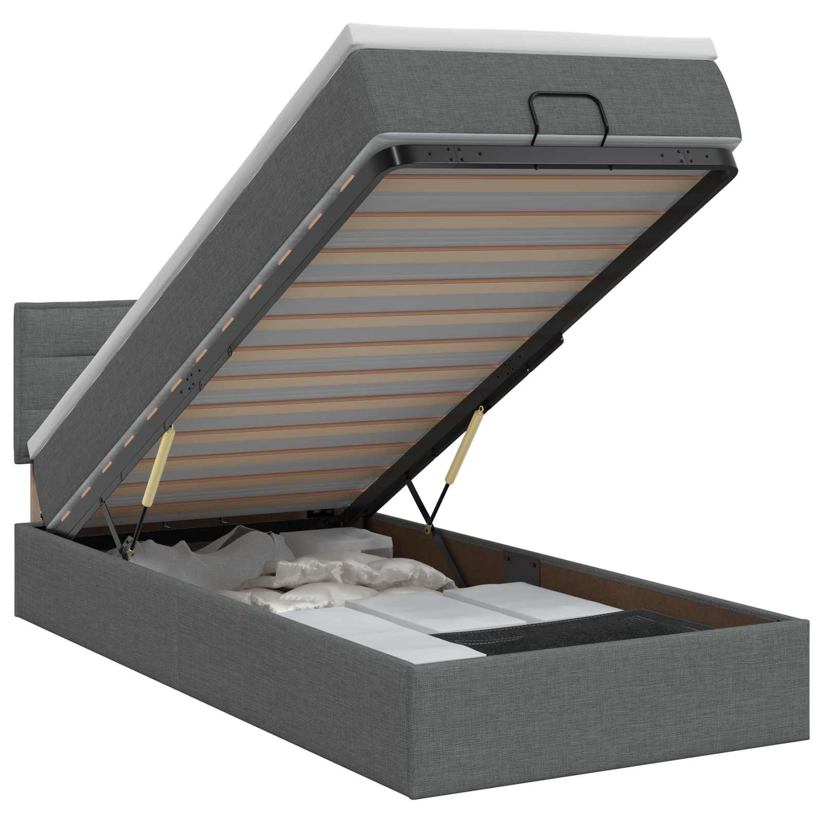Ottoman bed met matras Donkergrijs 90 x 190 cm Stof – afbeelding 1