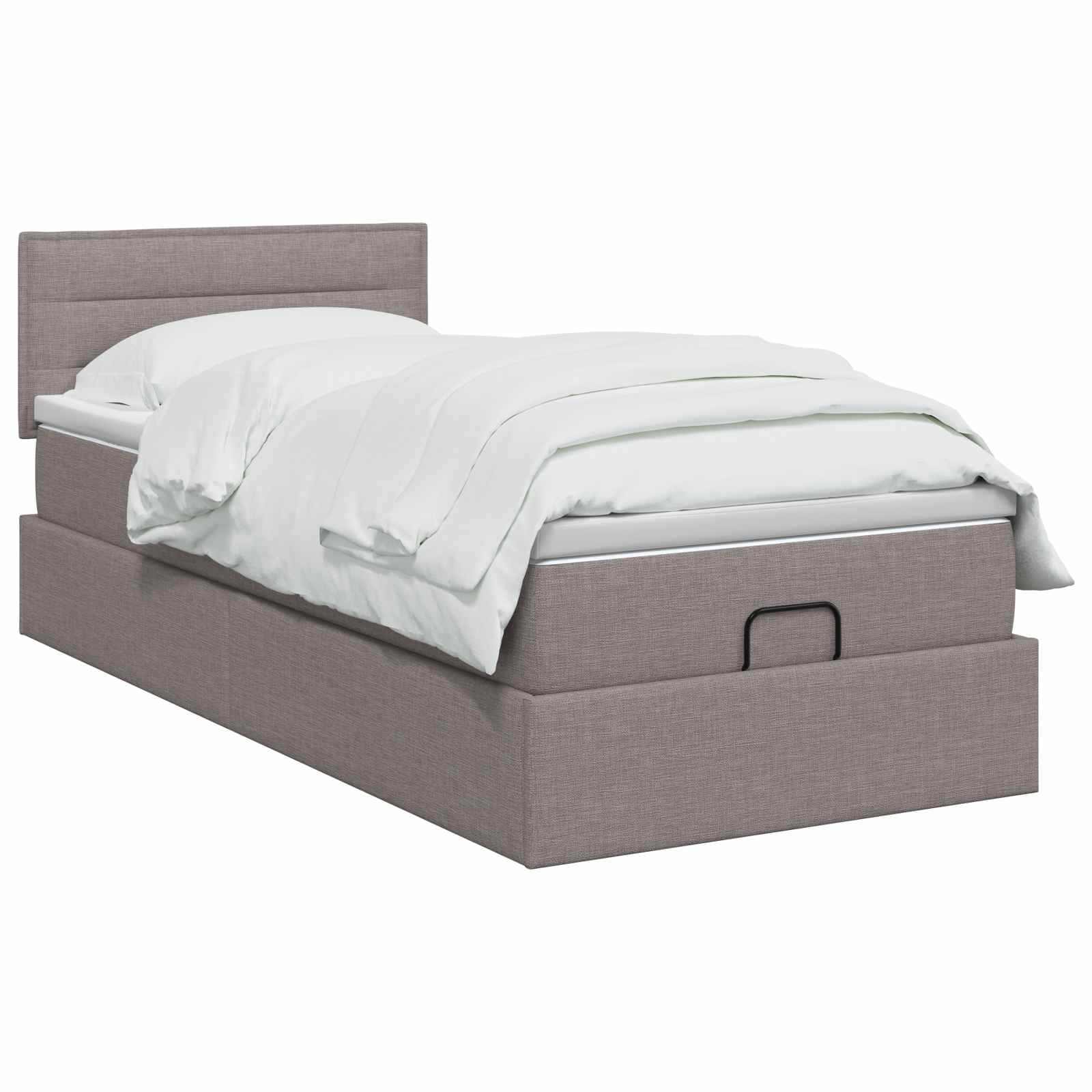Ottoman bed met matras met hoofdeinde Taupe 90 x 200 cm Stof – afbeelding 2
