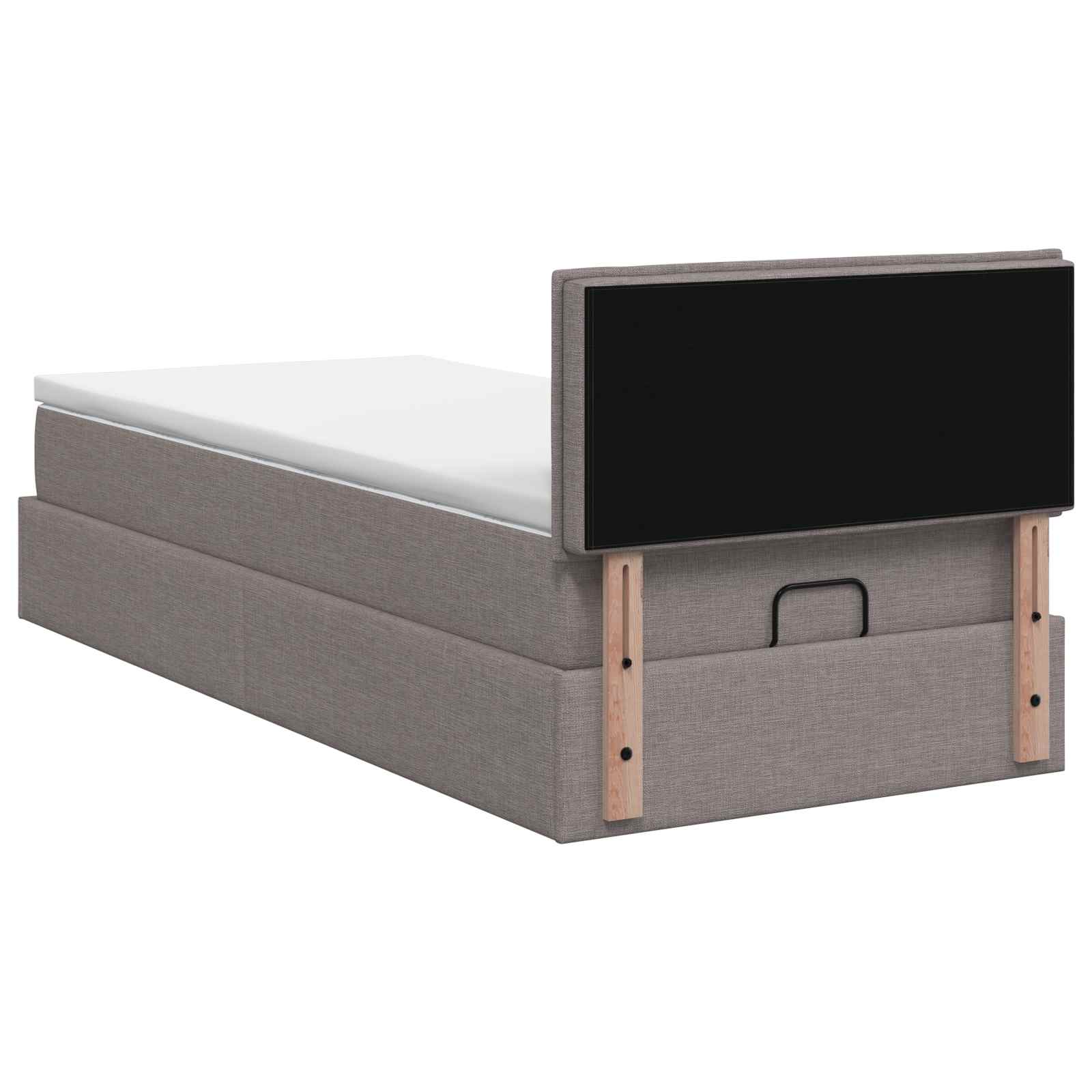 Ottoman bed met matras met hoofdeinde Taupe 90 x 200 cm Stof – afbeelding 8