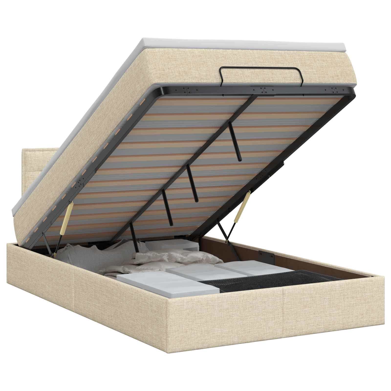 Ottoman bed met matras Crèmekleurig 120 x 190 cm Stof