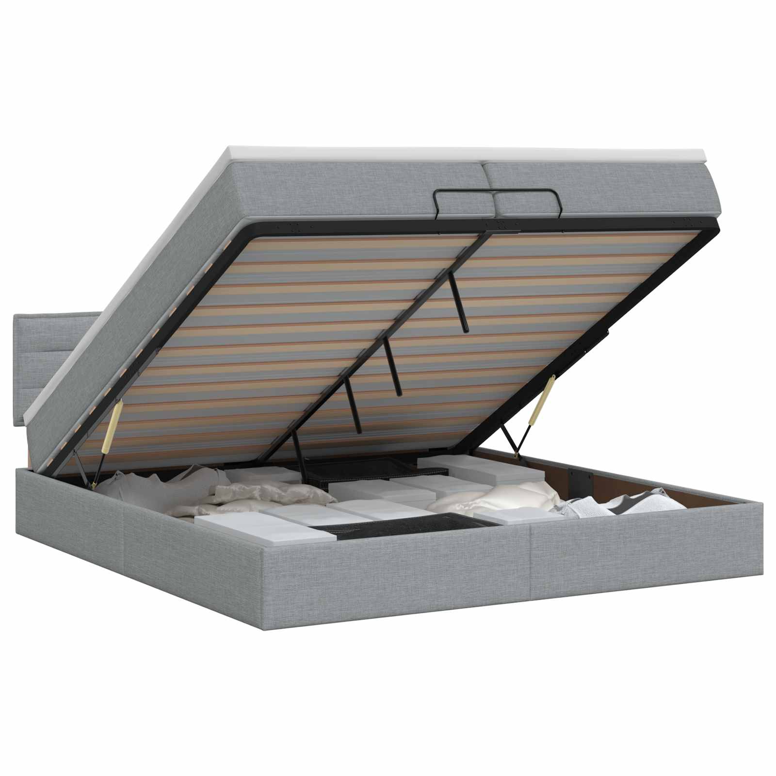 Ottoman bed met matras Lichtgrijs 200 x 200 cm Stof – afbeelding 1