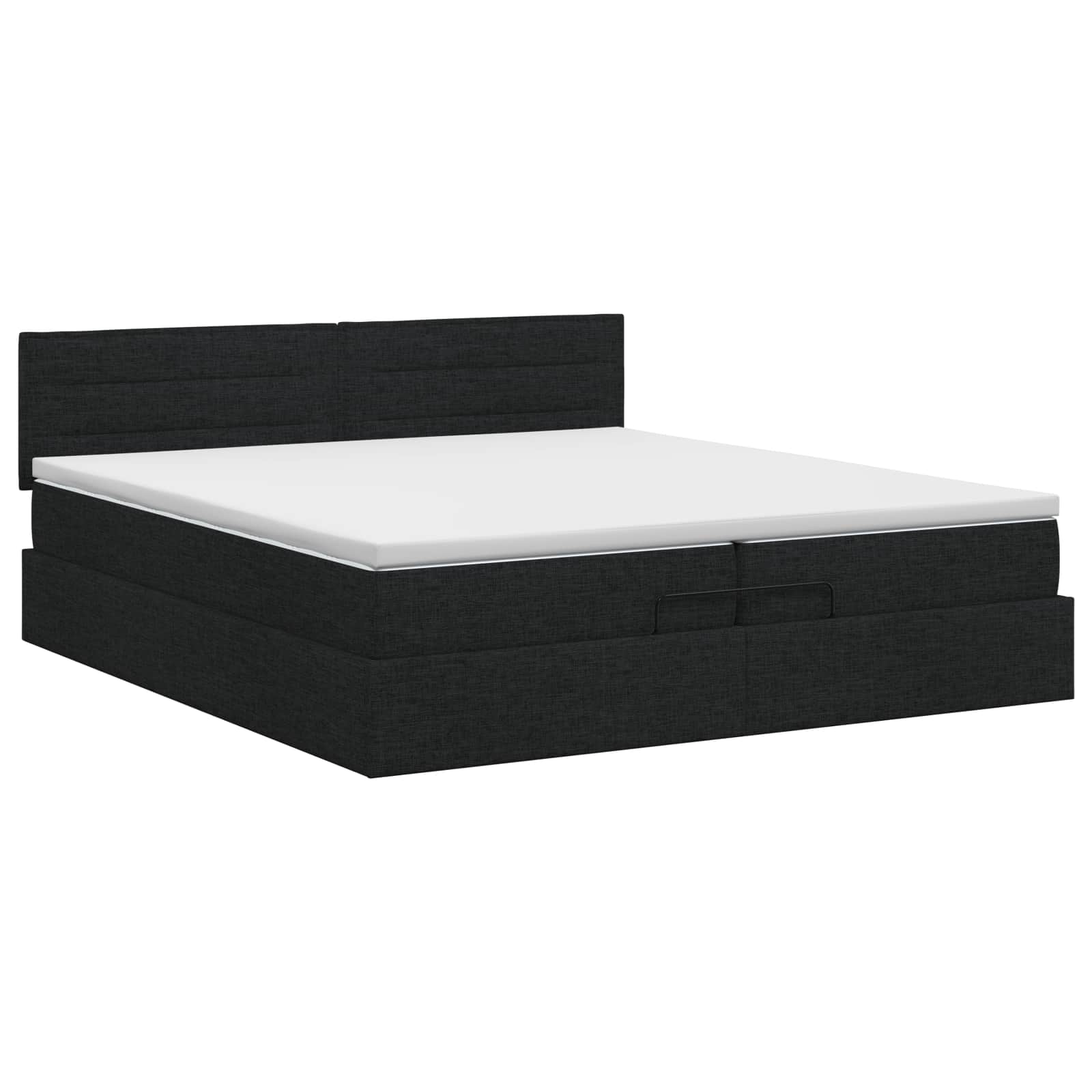 Ottoman bed met matras met hoofdeinde Zwart 200 x 200 cm Stof – afbeelding 7