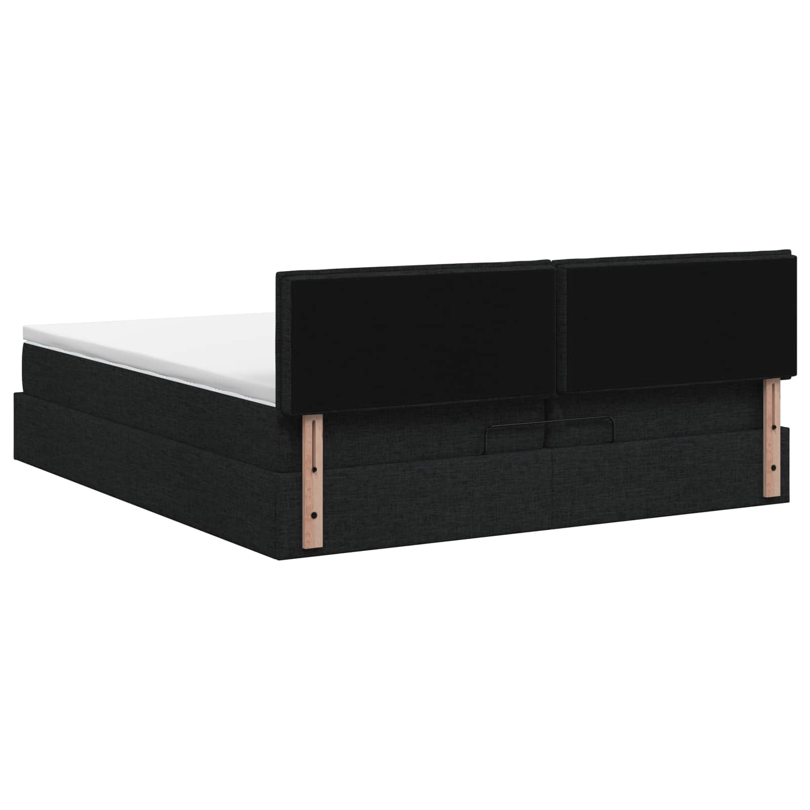 Ottoman bed met matras met hoofdeinde Zwart 200 x 200 cm Stof – afbeelding 8