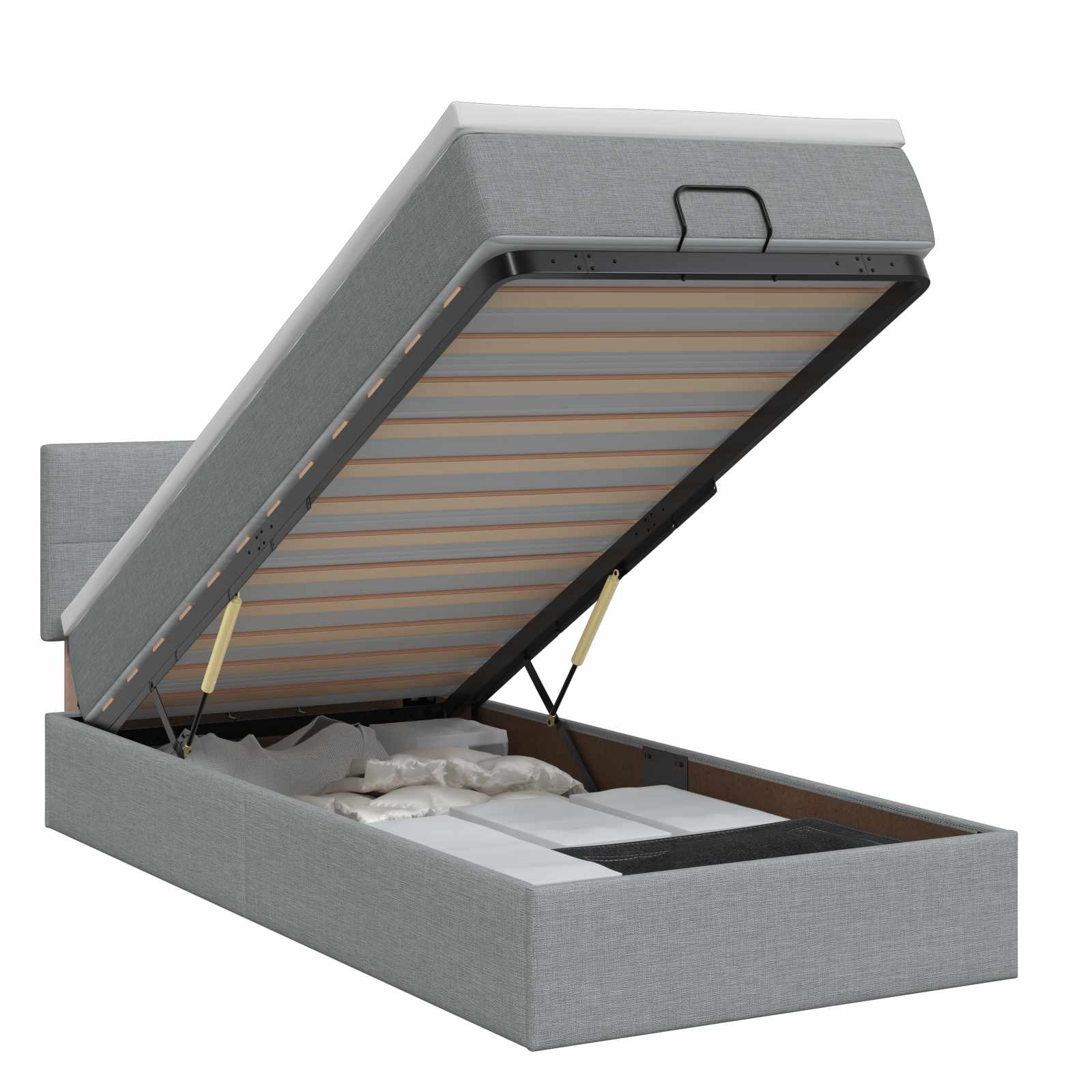 Ottoman bed met matras Lichtgrijs 90 x 200 cm Stof – afbeelding 1
