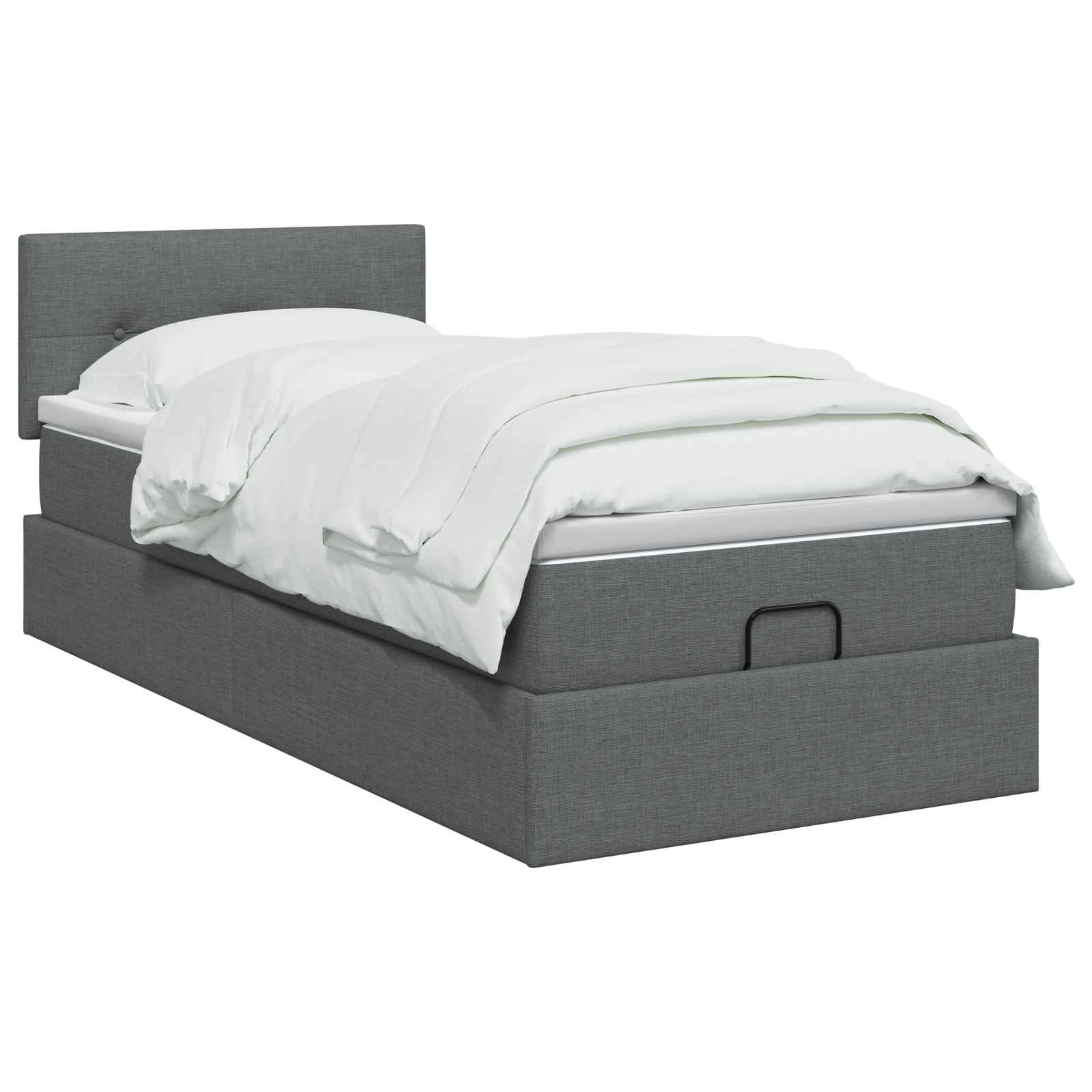 Ottoman bed met matras Donkergrijs 100 x 200 cm Stof – afbeelding 2