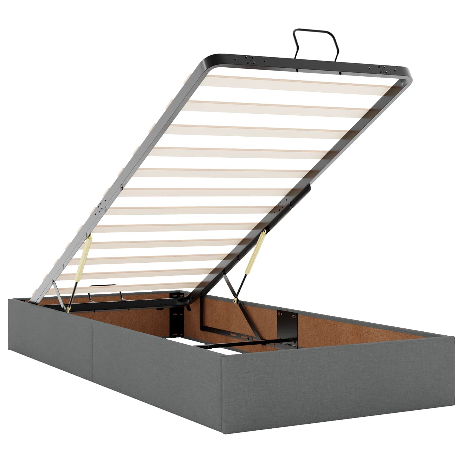Ottoman bed met matras Donkergrijs 100 x 200 cm Stof – afbeelding 5