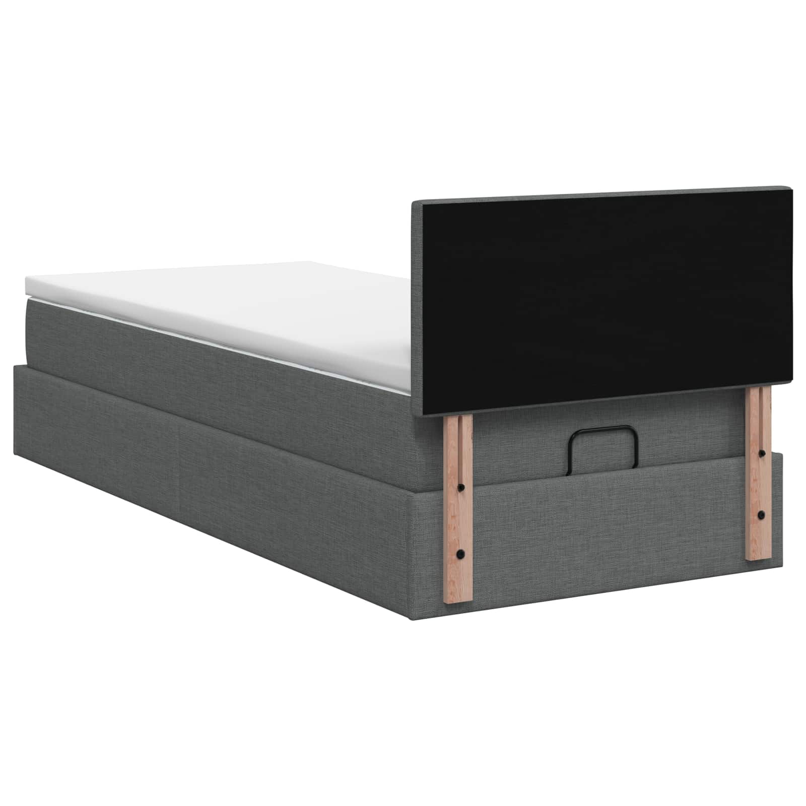 Ottoman bed met matras Donkergrijs 100 x 200 cm Stof – afbeelding 8