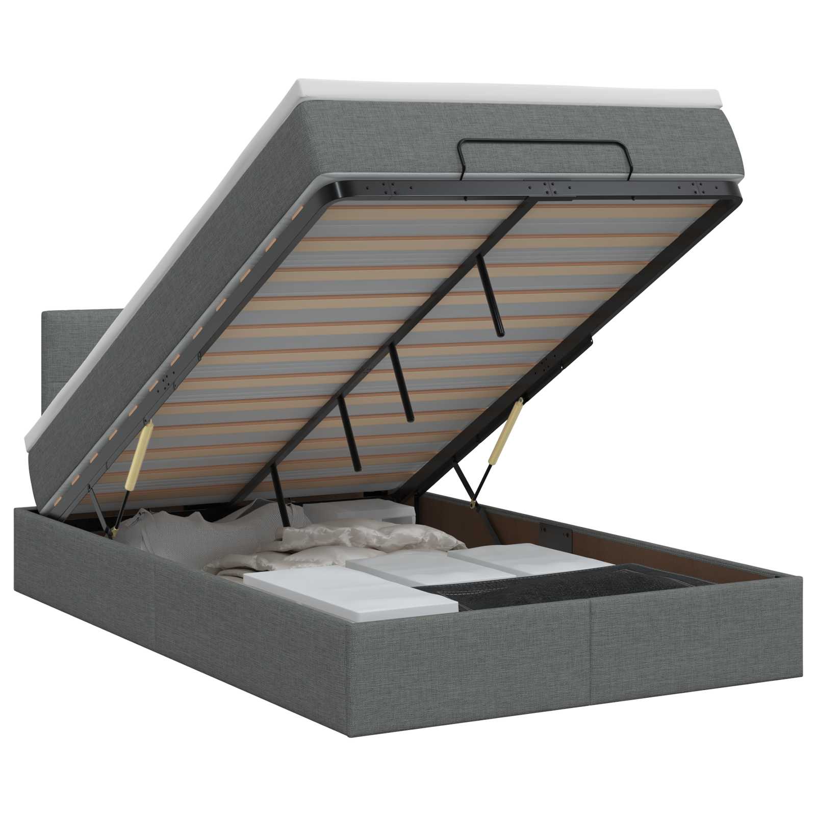 Ottoman bed met matras Donkergrijs 120 x 200 cm Stof