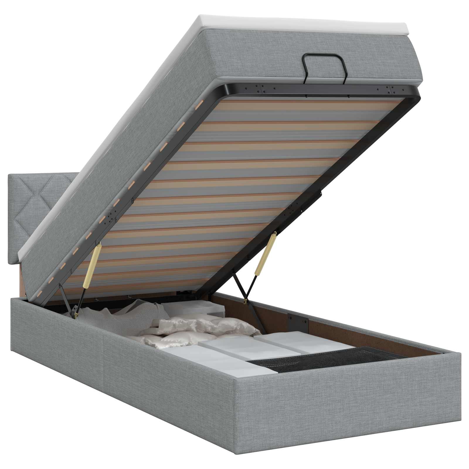 Ottoman bed met matras Lichtgrijs 90 x 200 cm Stof – afbeelding 1