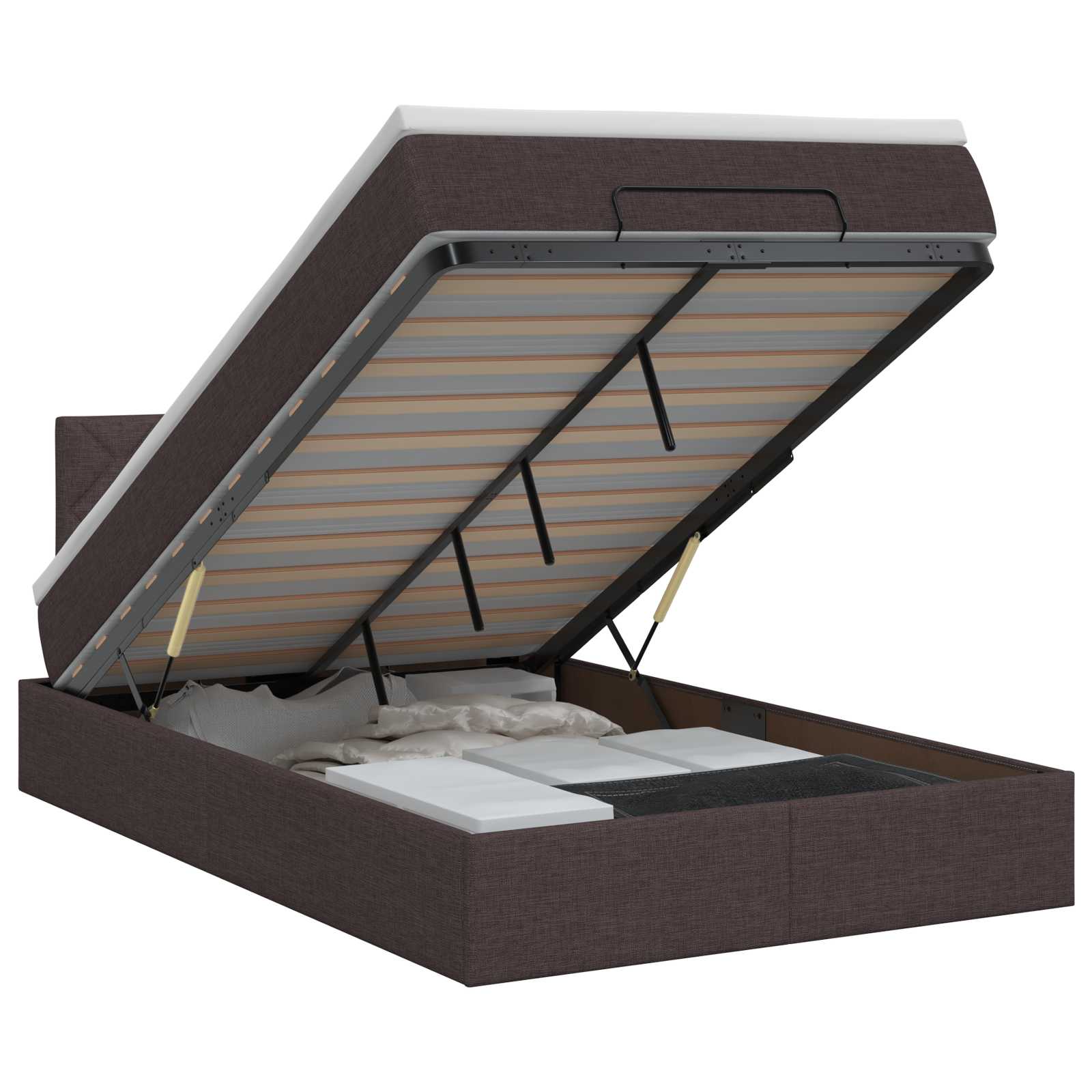 Ottoman bed met matras Donkerbruin 120 x 190 cm Stof – afbeelding 1