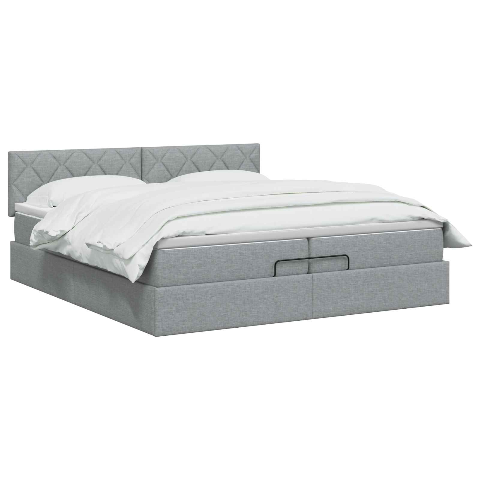 Ottoman bed met matras Lichtgrijs 200 x 200 cm Stof – afbeelding 2
