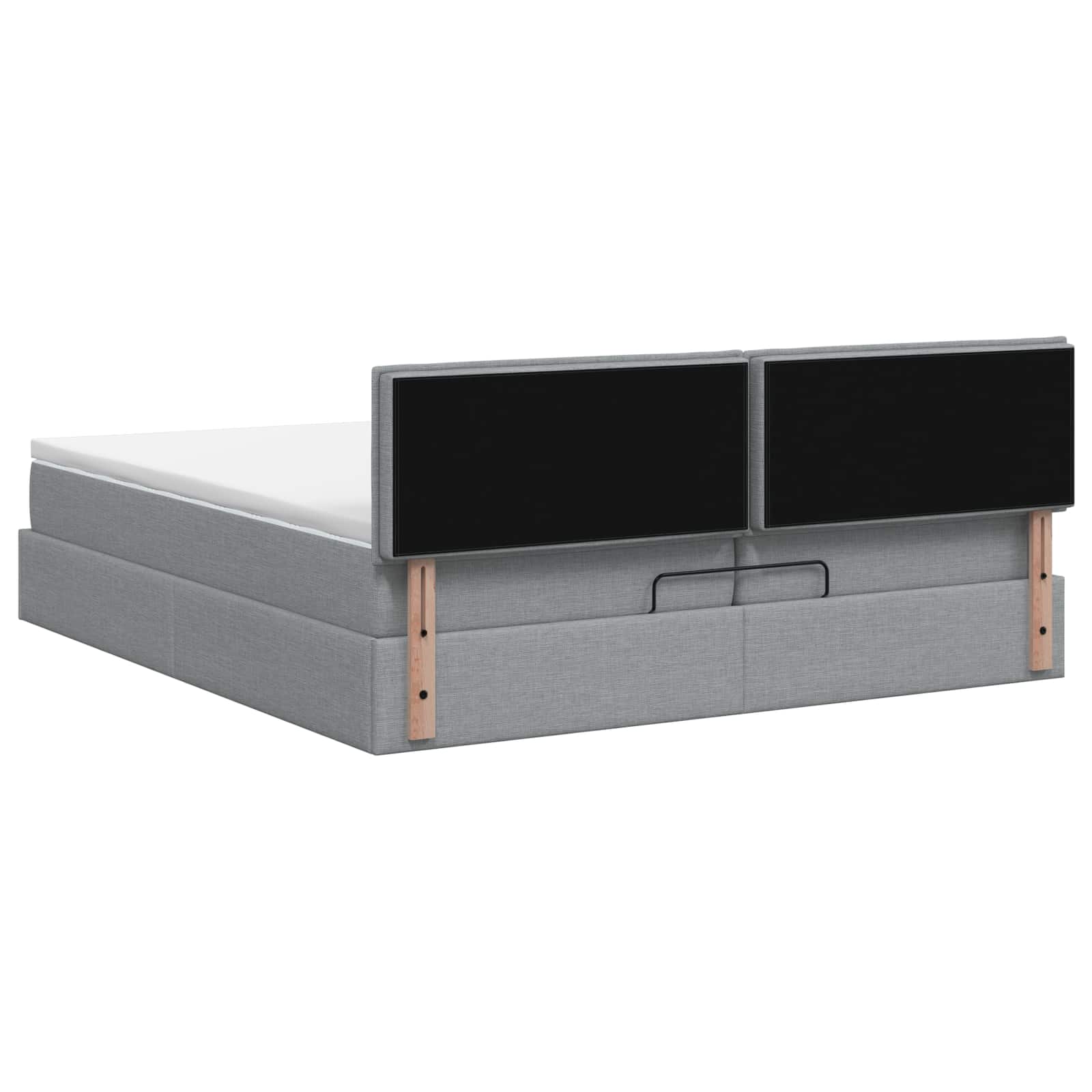 Ottoman bed met matras Lichtgrijs 200 x 200 cm Stof – afbeelding 8