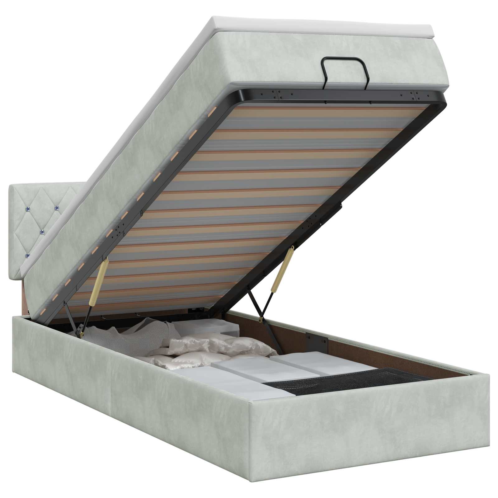 Ottoman bed met matras Lichtgrijs 80 x 200 cm Fluweel