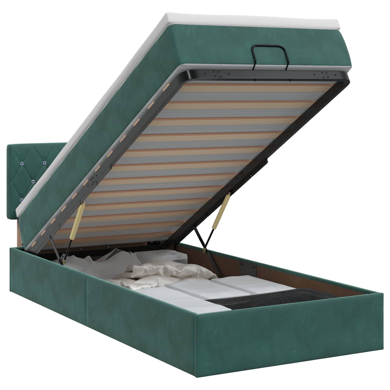 Ottoman bed met matras Donkergroen 90 x 190 cm Fluweel