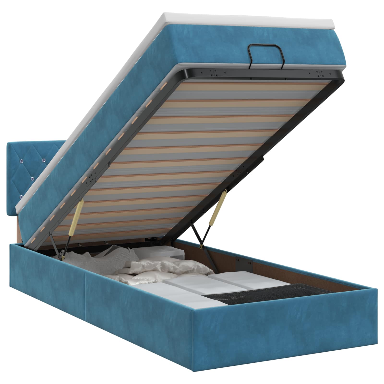 Ottoman bed met matras Donkerblauw 90 x 200 cm Fluweel