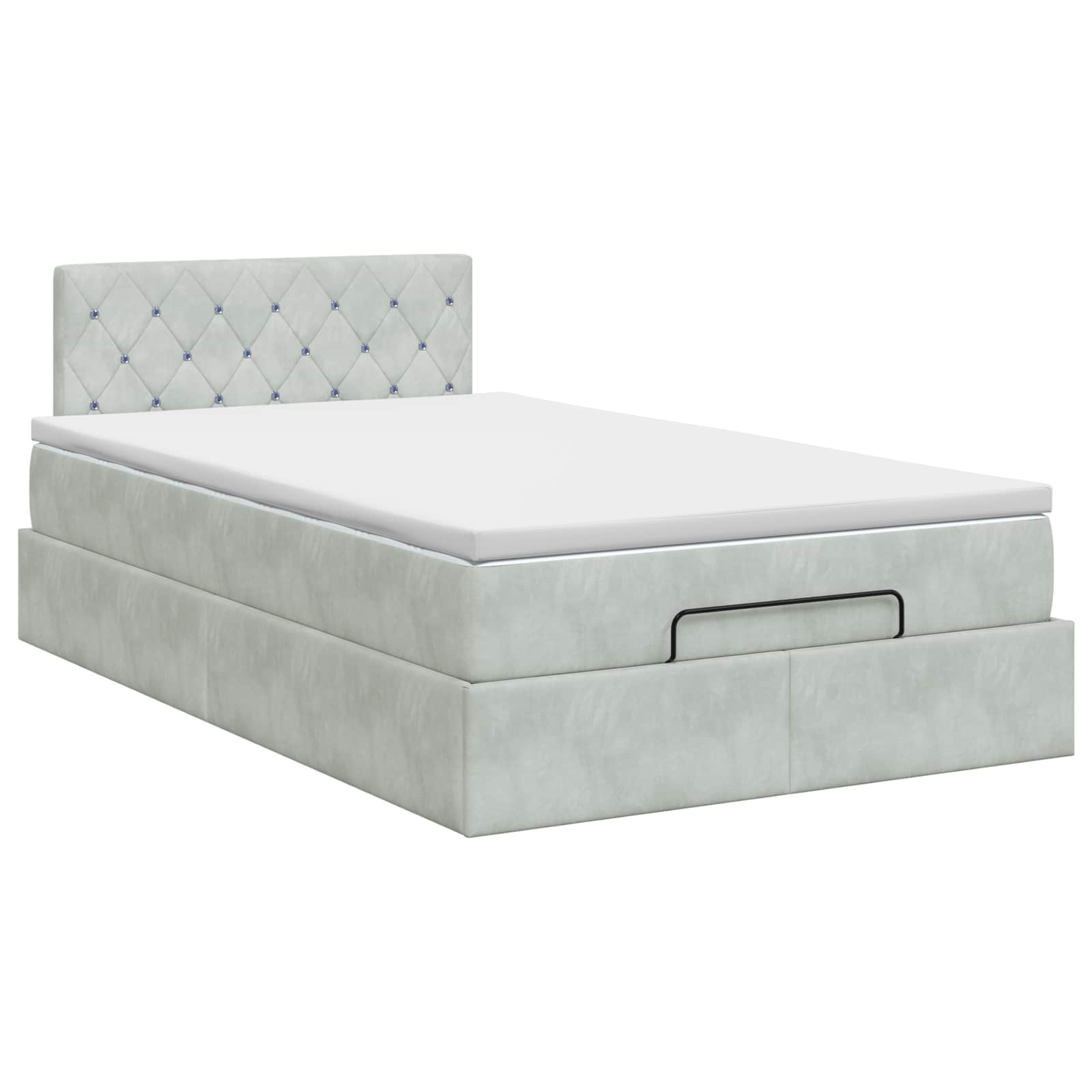 Ottoman bed met matras Lichtgrijs 120 x 190 cm Fluweel – afbeelding 4