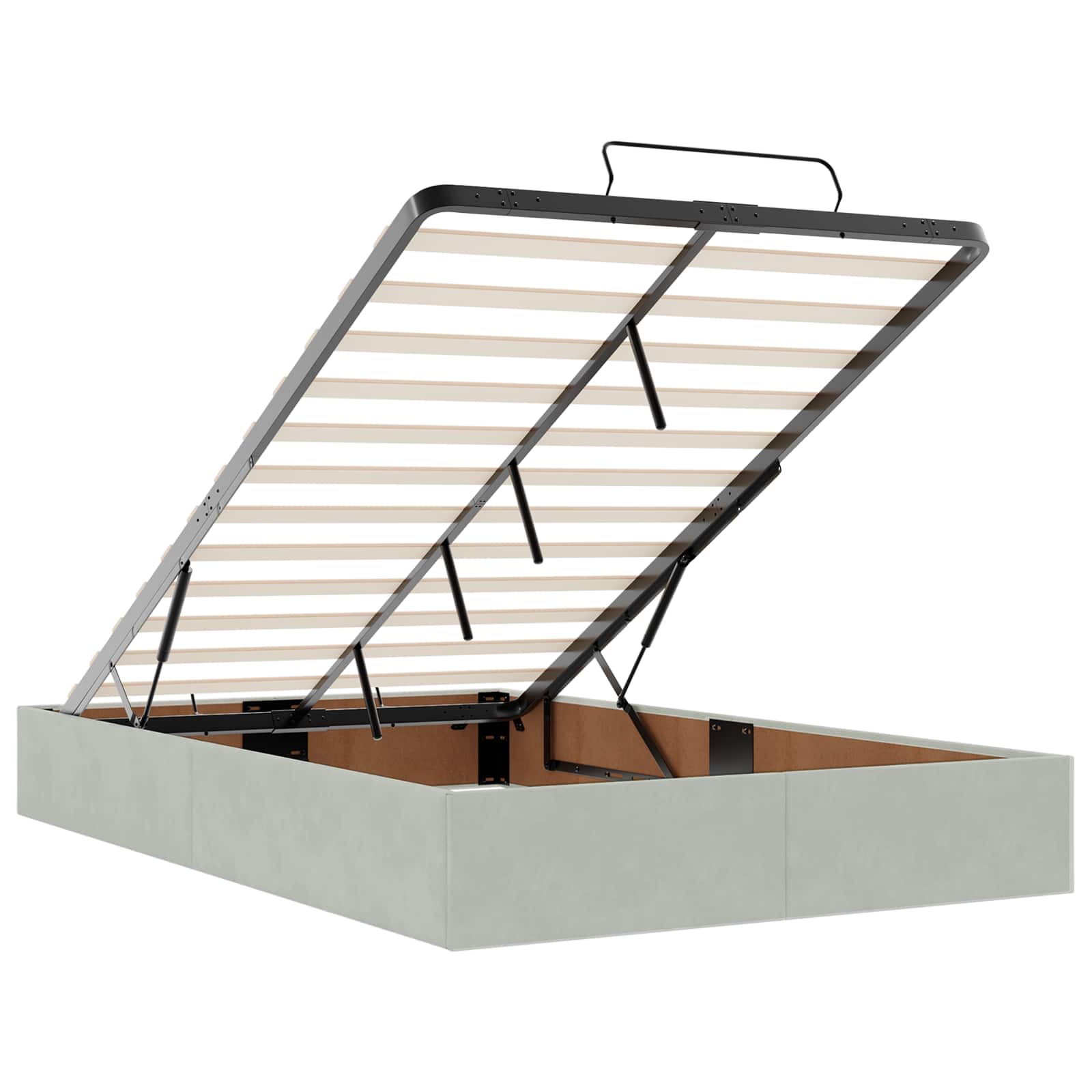 Ottoman bed met matras Lichtgrijs 120 x 190 cm Fluweel – afbeelding 5