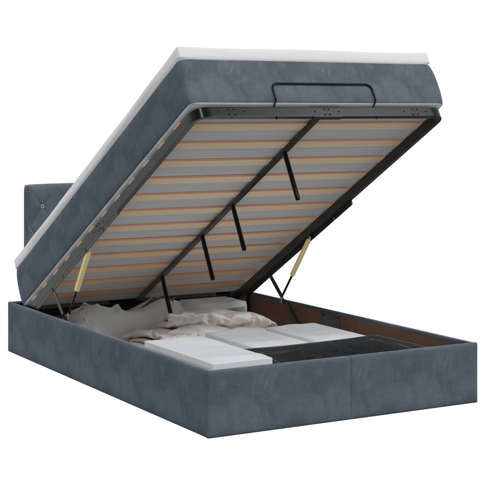 Ottoman bed met matras Donkergrijs 120 x 200 cm Fluweel