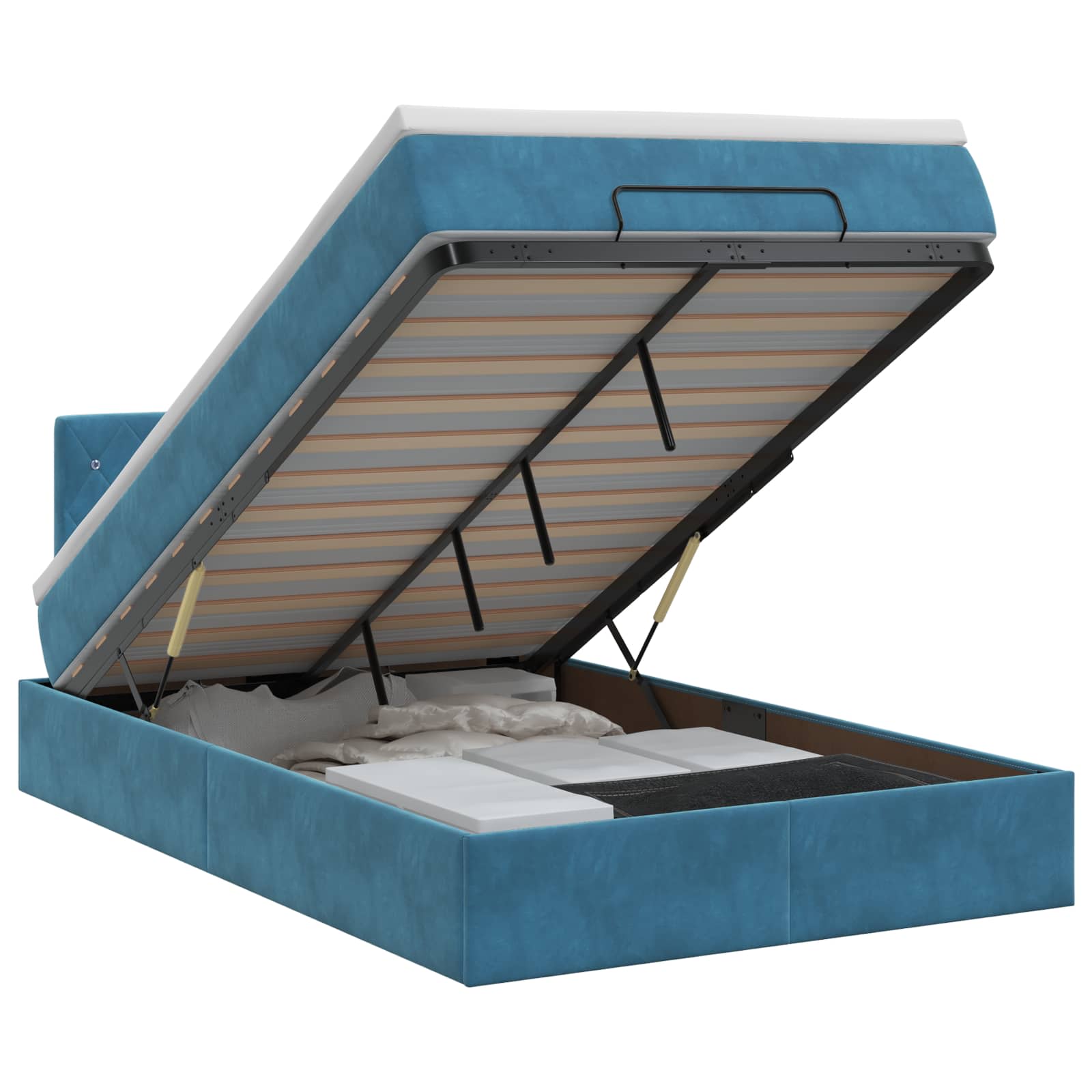 Ottoman bed met matras Donkerblauw 120 x 200 cm Fluweel