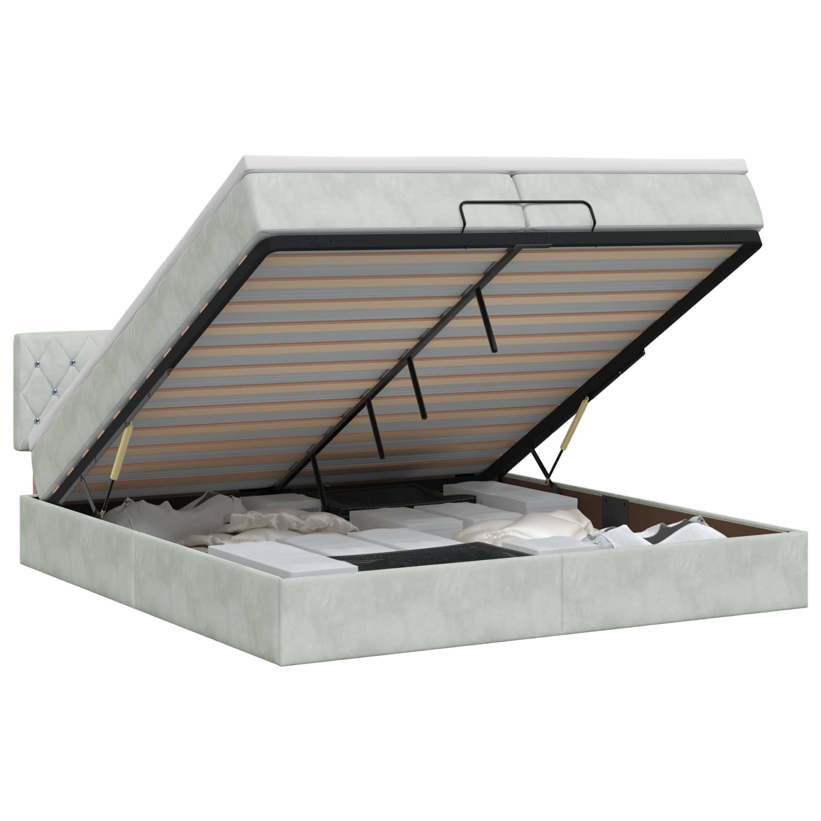 Ottoman bed met matras Lichtgrijs 200 x 200 cm Fluweel