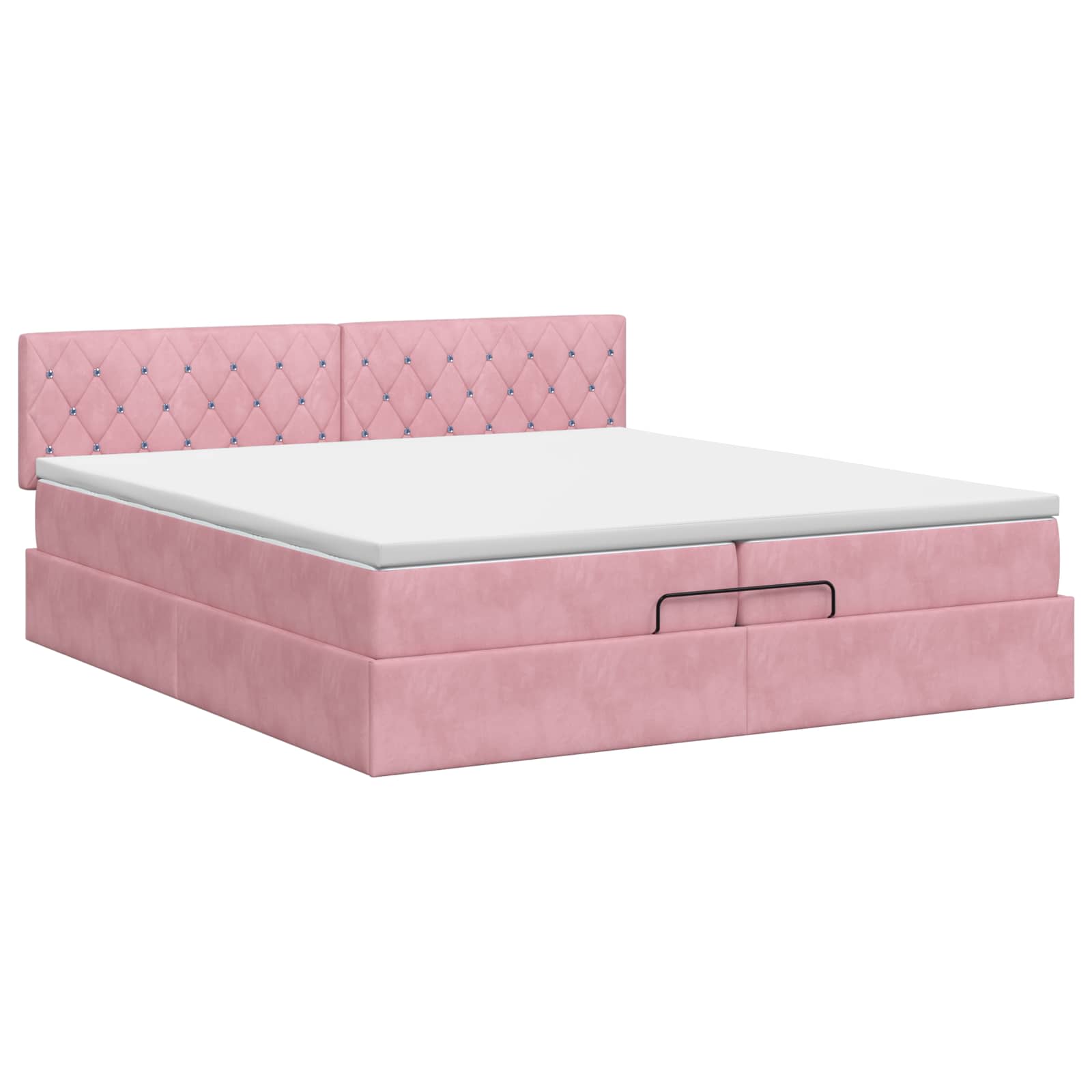 Ottoman bed met matras met hoofdeinde Roze 200 x 200 cm Fluweel – afbeelding 7