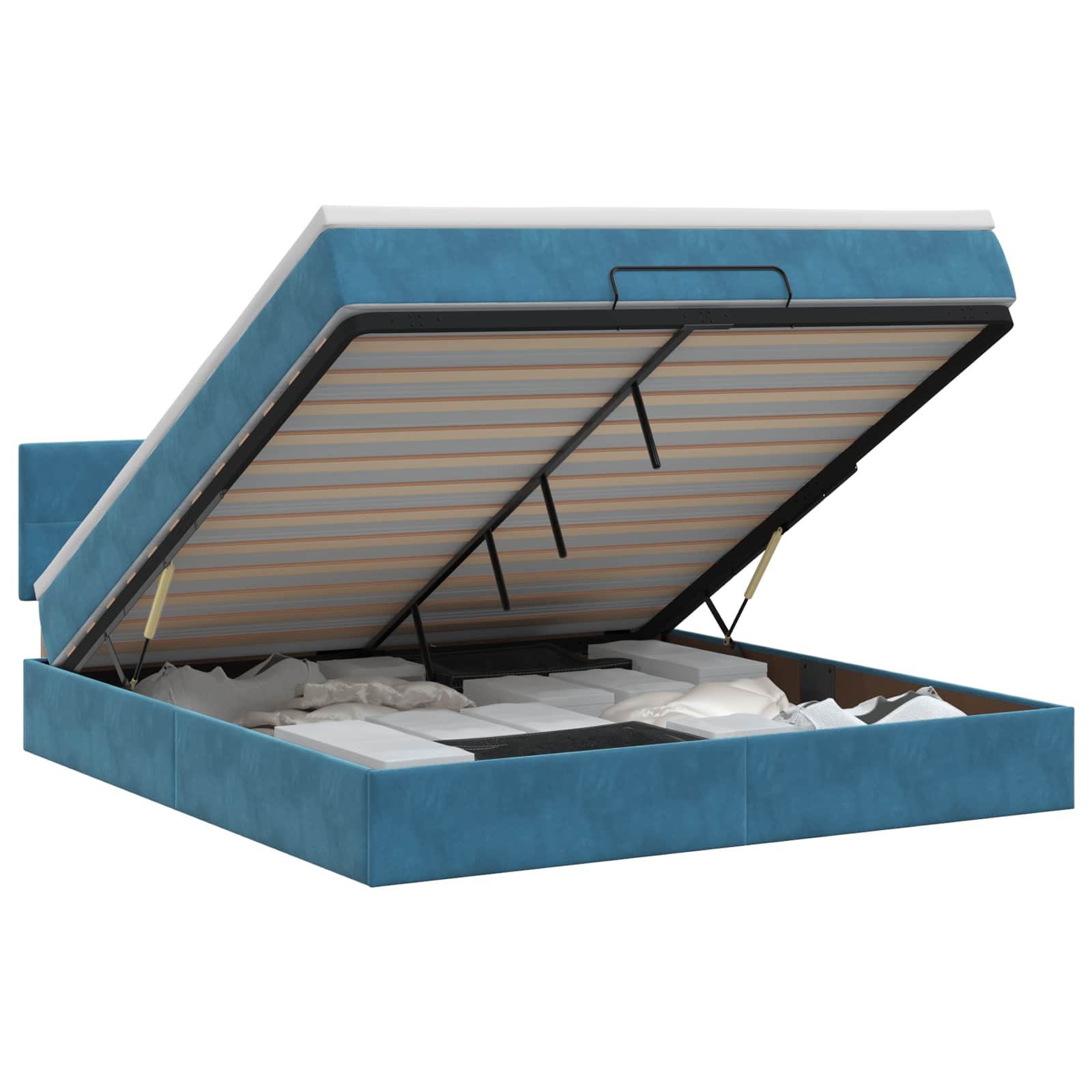 Ottoman bed met matras Donkerblauw 180 x 200 cm Fluweel