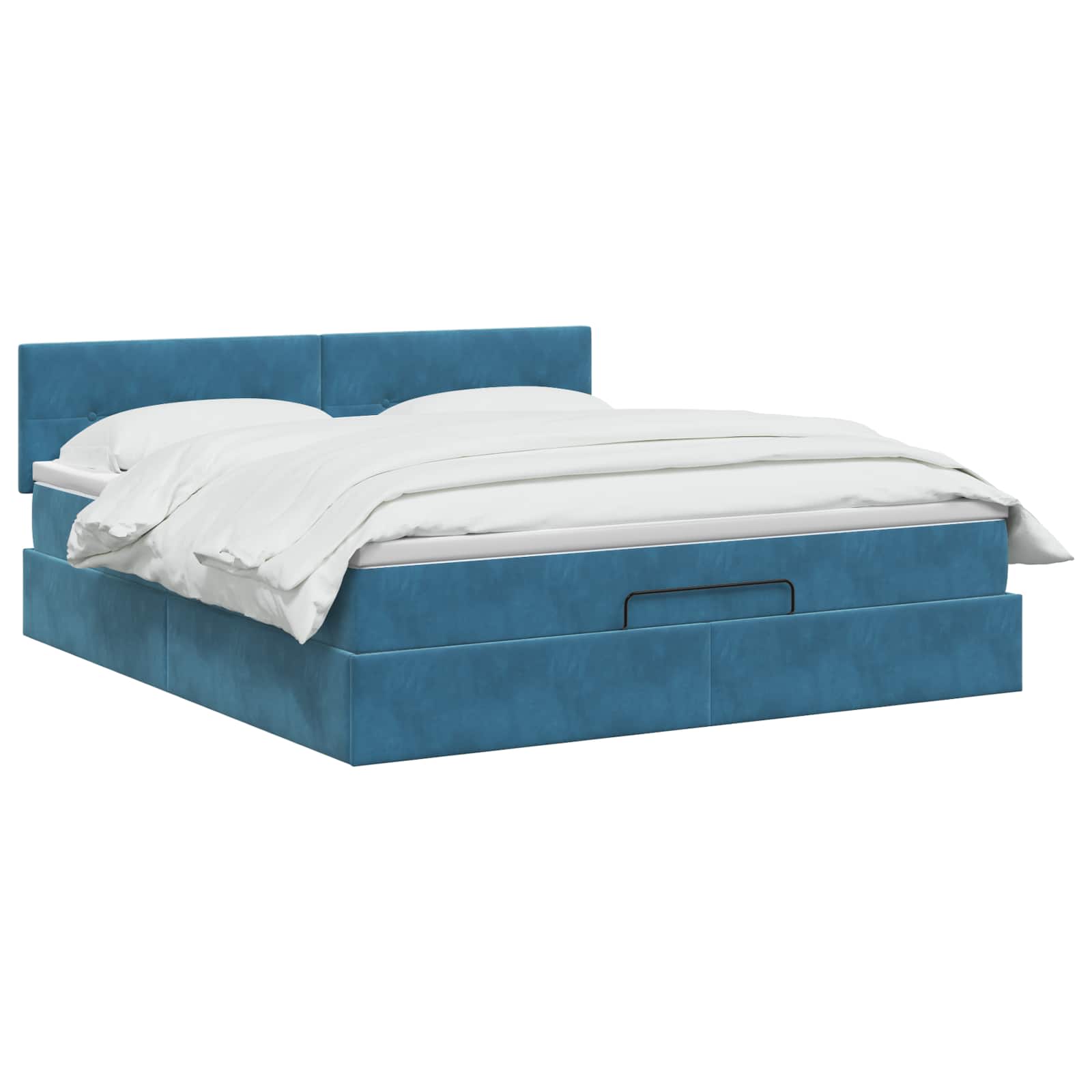 Ottoman bed met matras Donkerblauw 180 x 200 cm Fluweel – afbeelding 2