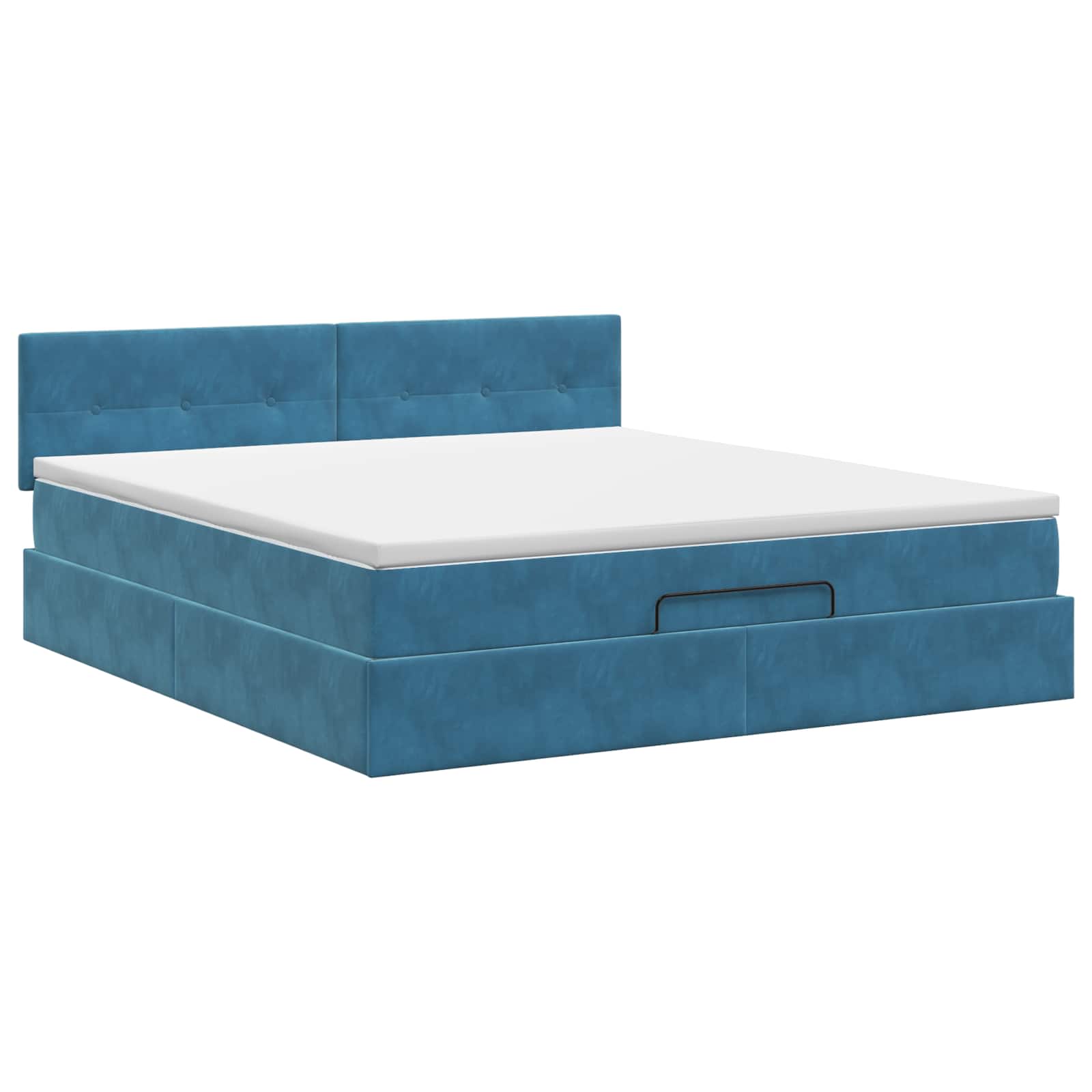 Ottoman bed met matras Donkerblauw 180 x 200 cm Fluweel – afbeelding 7