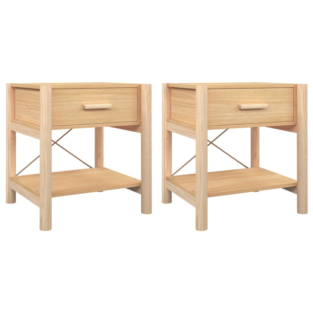 Nachtkastjes 2 st 42x38x45 cm bewerkt hout – afbeelding 2