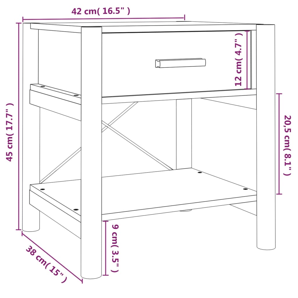 Nachtkastjes 2 st 42x38x45 cm bewerkt hout – afbeelding 9