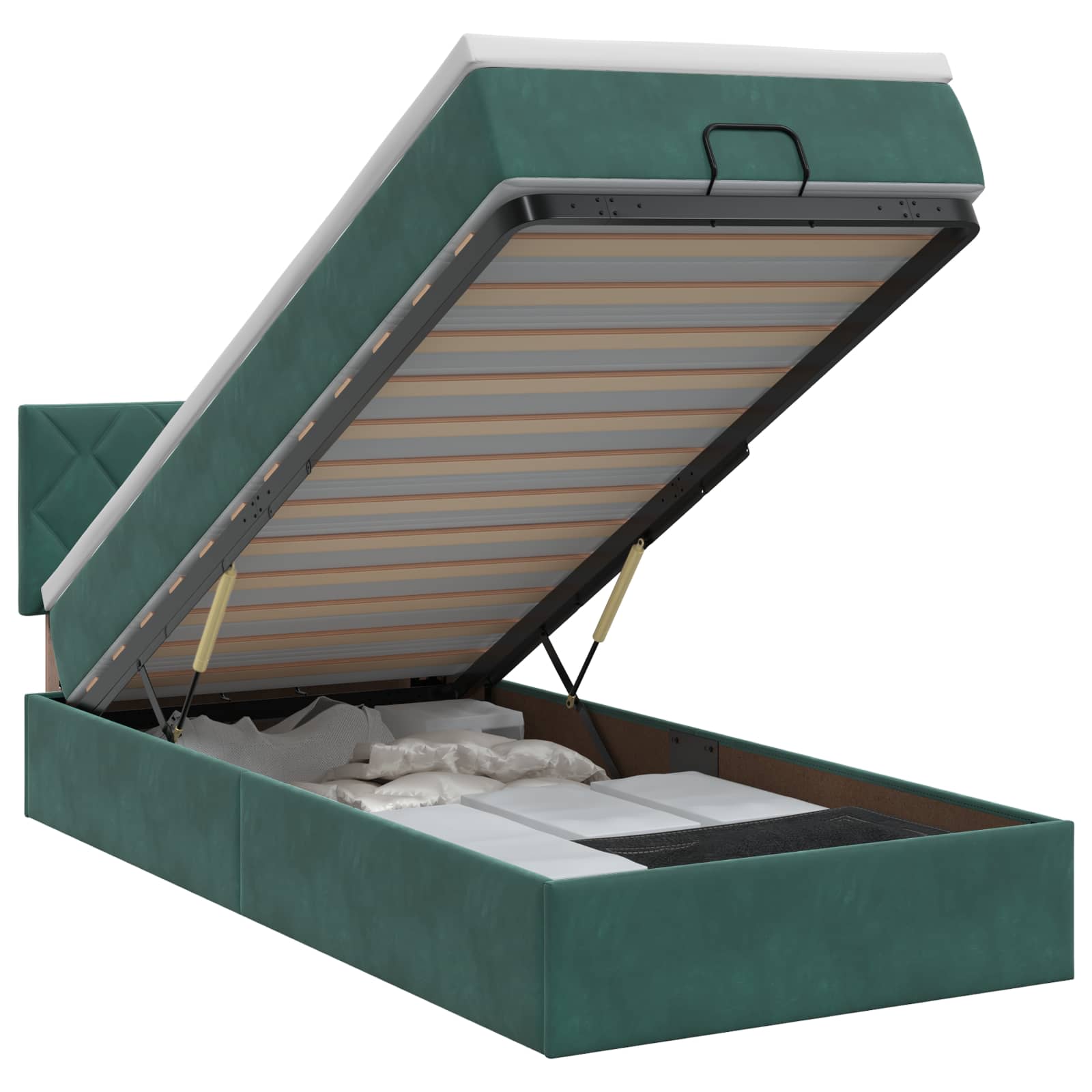 Ottoman bed met matras Donkergroen 90 x 190 cm Fluweel