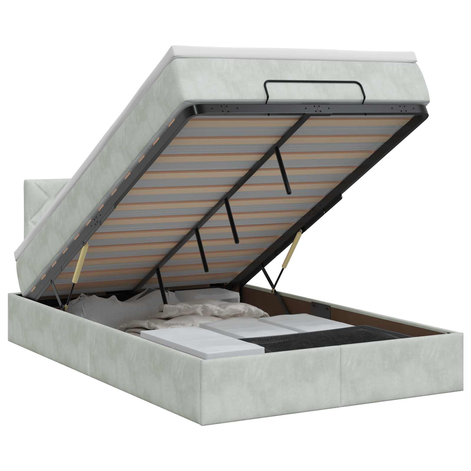 Ottoman bed met matras Lichtgrijs 120 x 190 cm Fluweel