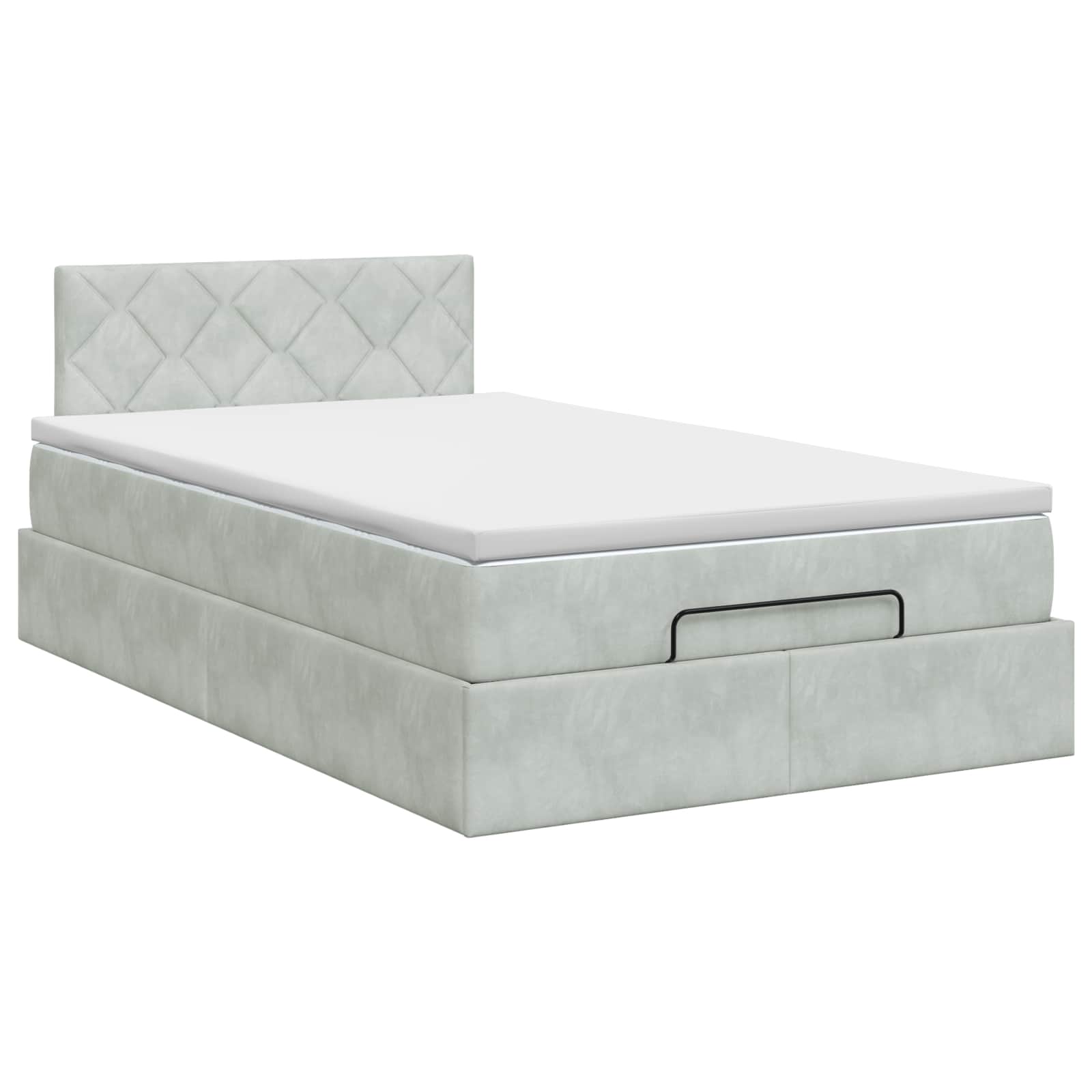 Ottoman bed met matras Lichtgrijs 120 x 190 cm Fluweel – afbeelding 4