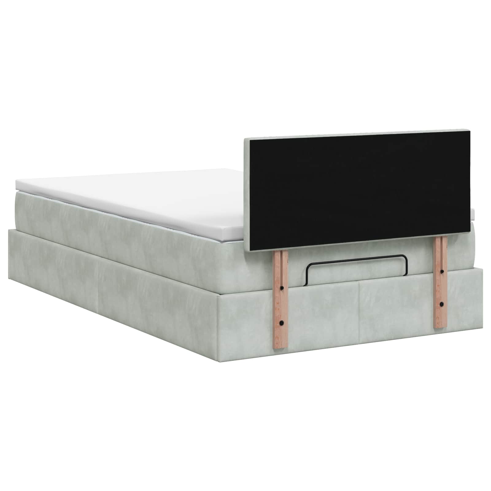 Ottoman bed met matras Lichtgrijs 120 x 190 cm Fluweel – afbeelding 8