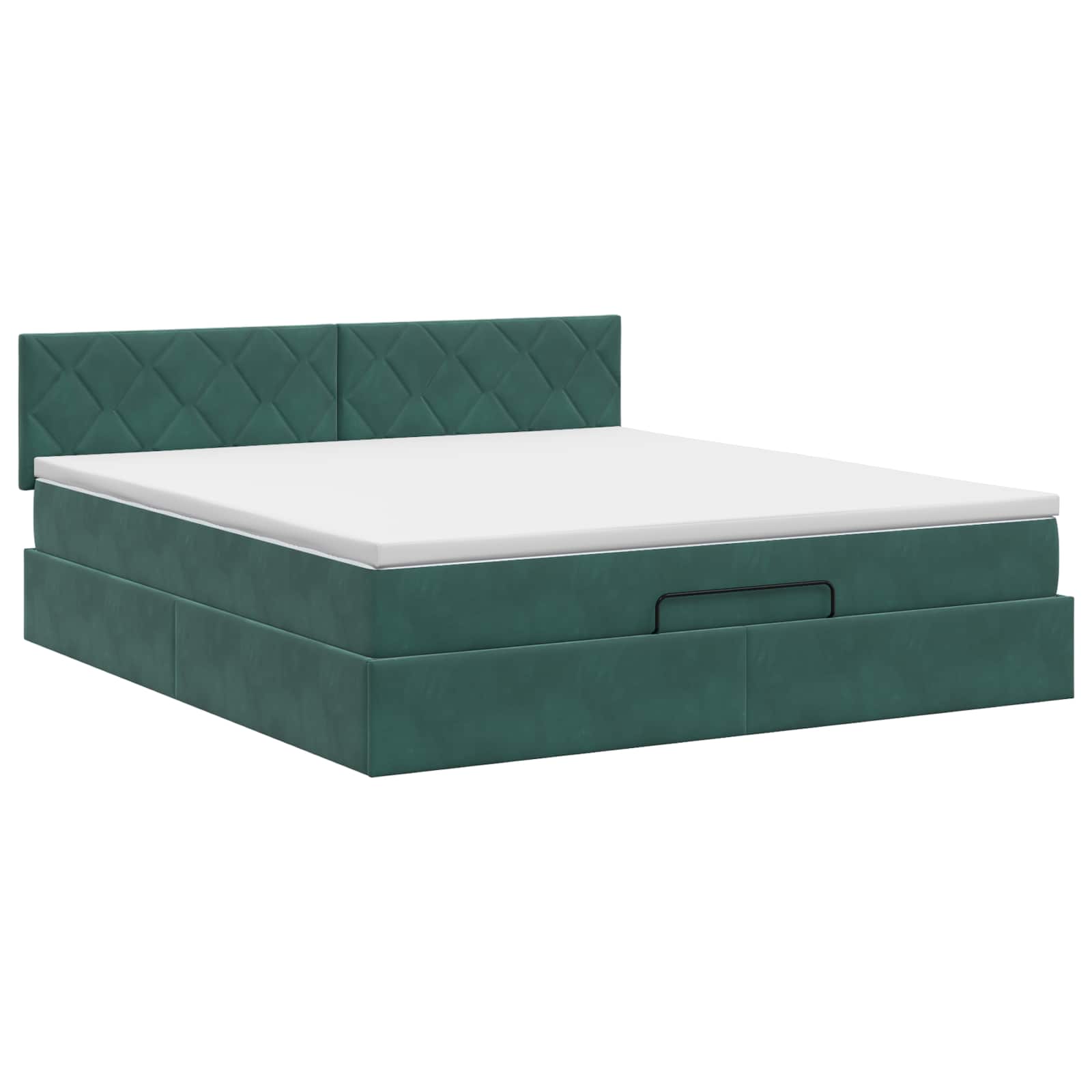 Ottoman bed met matras Donkergroen 160 x 200 cm Fluweel – afbeelding 7